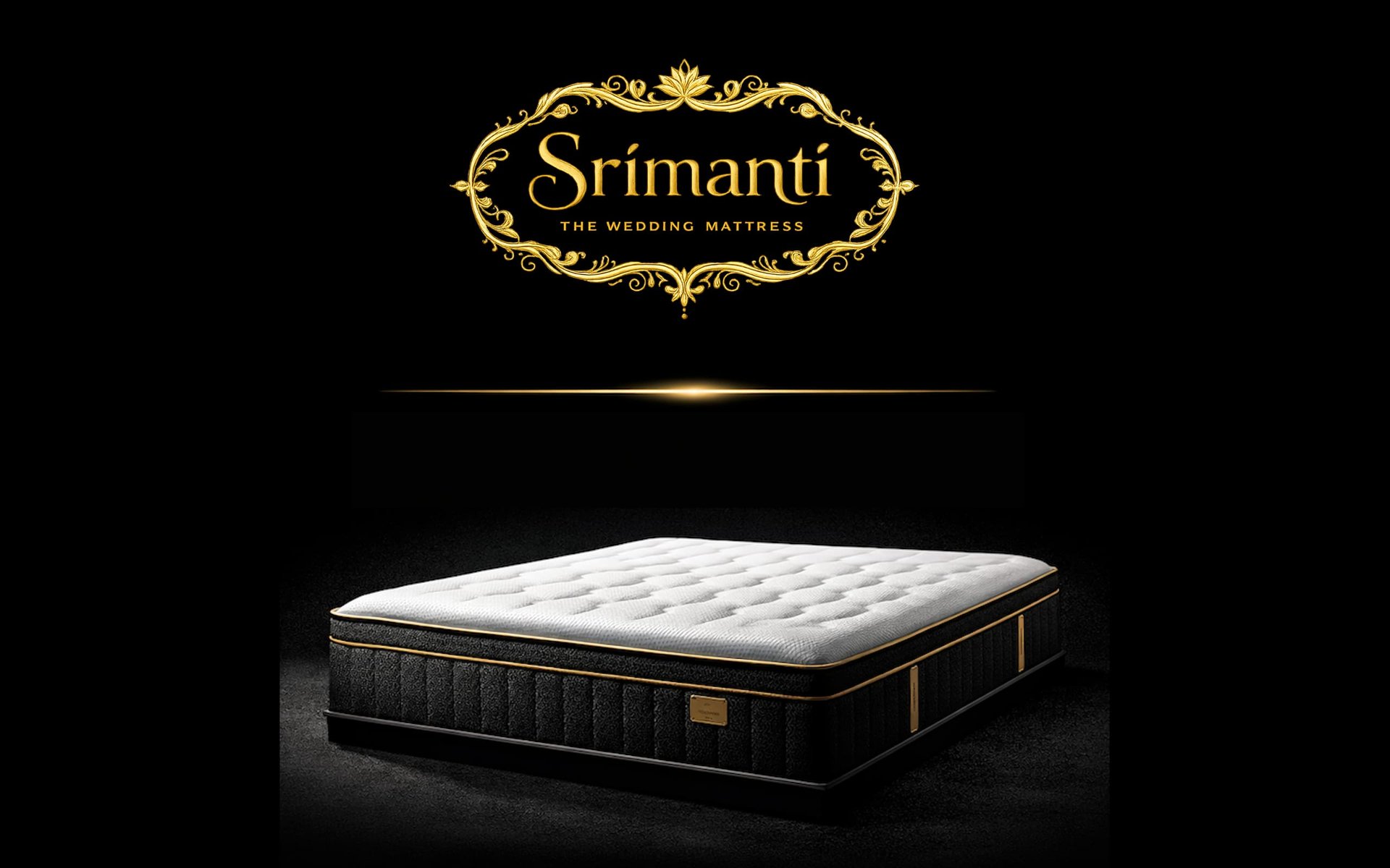 A neatly made bed with a patterned mattress and pillows.