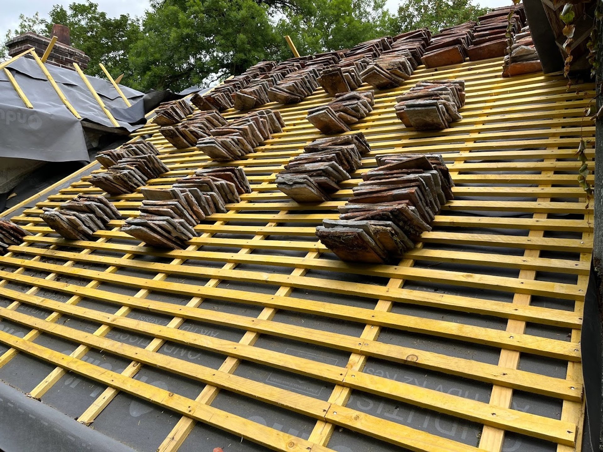 a group of wooden chairs