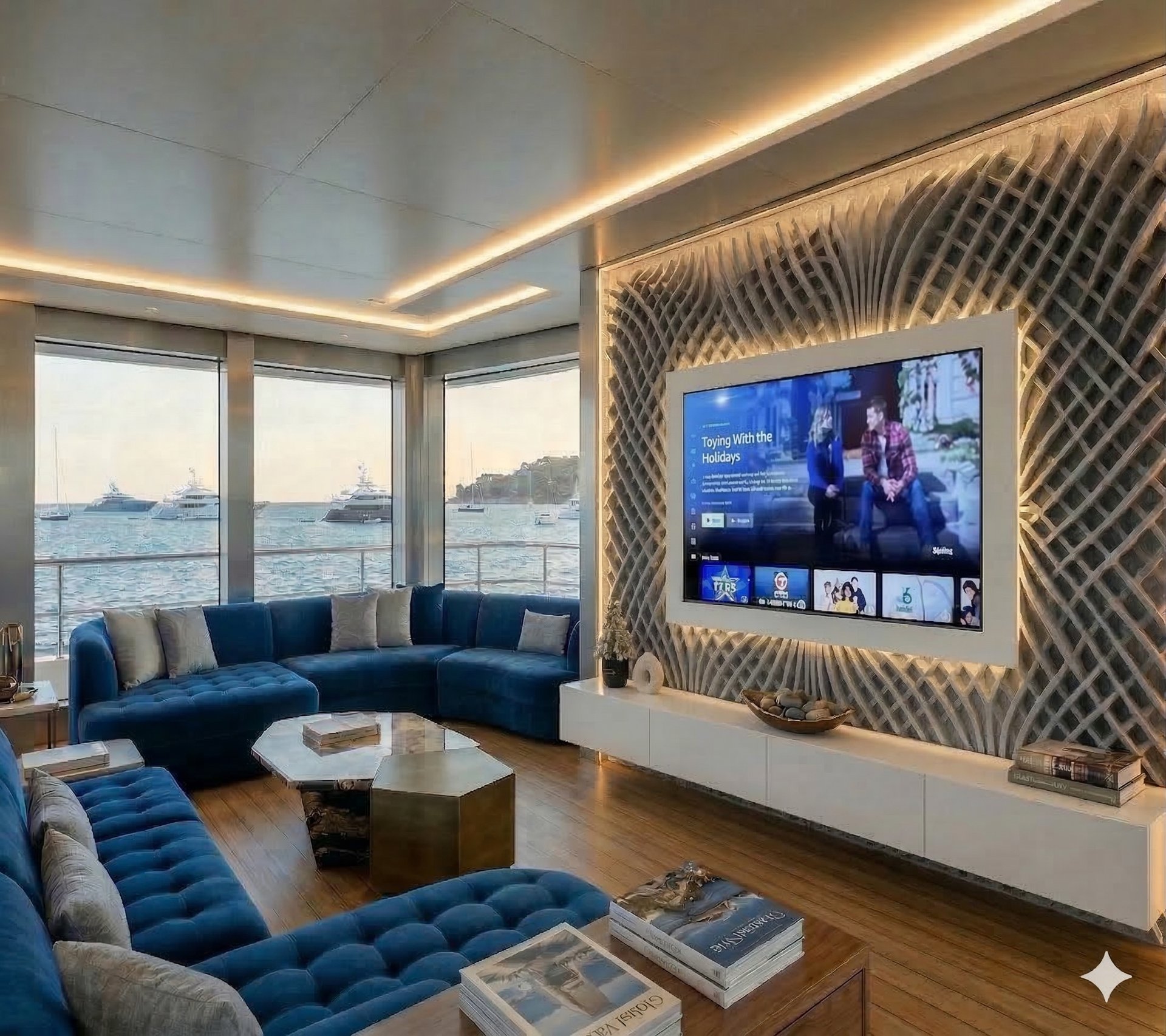 an abstract photo of a curved building with a blue sky in the background