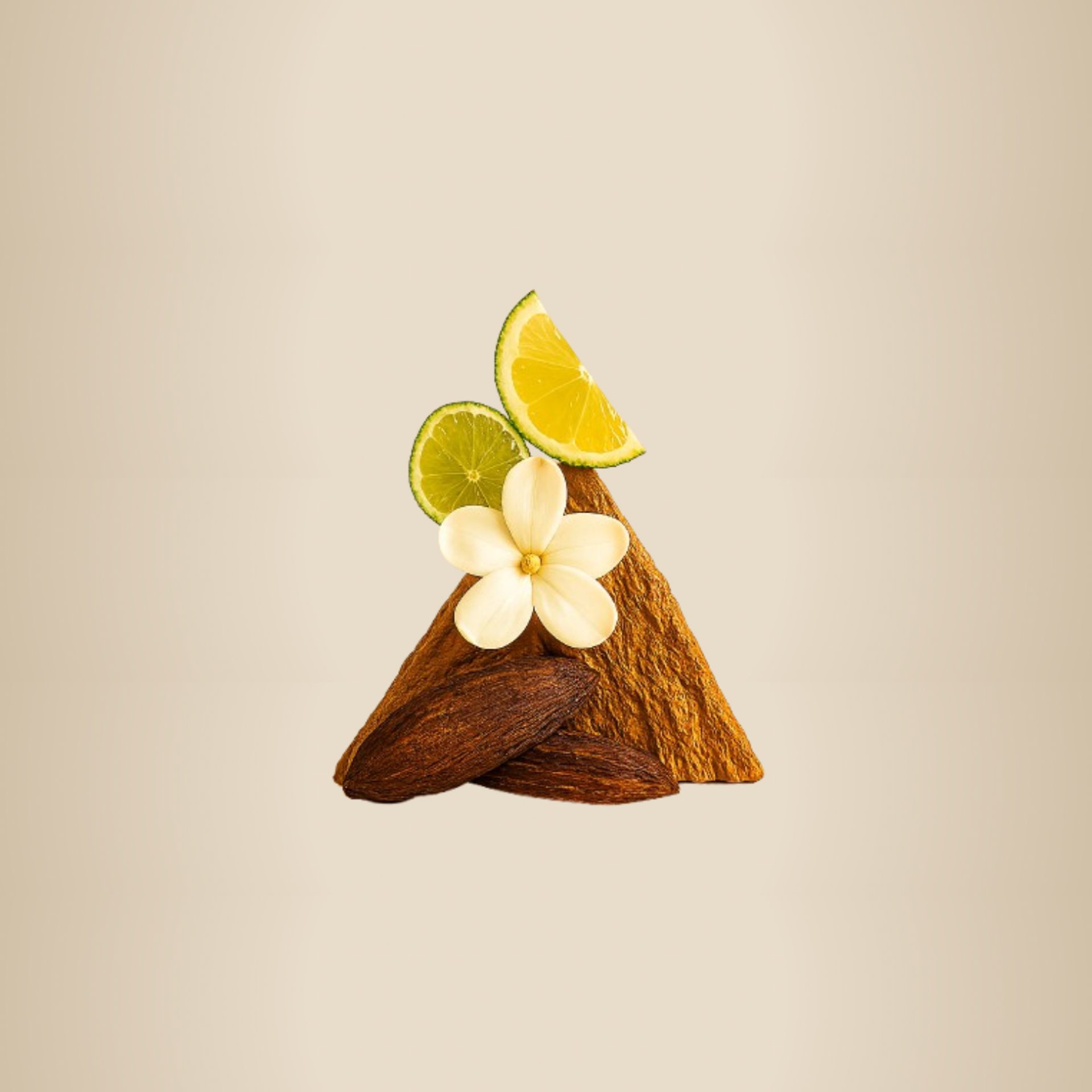 Pyramide olfactive vanille, citron ver, amande, bois