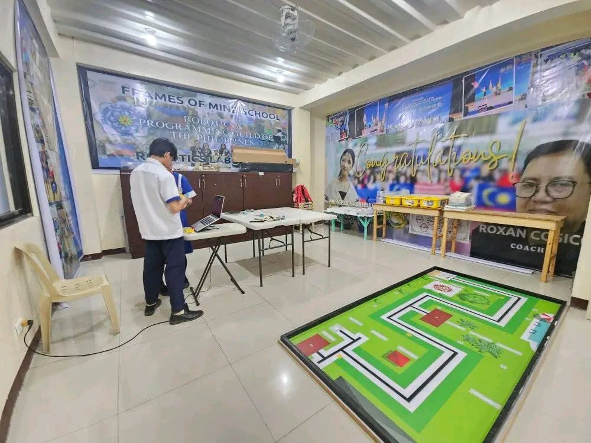 an abstract photo of a curved building with a blue sky in the background