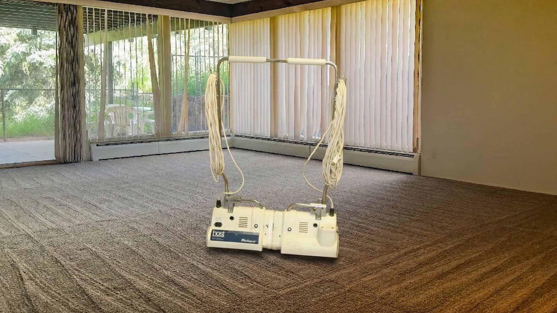 Host Reliant rug cleaner on brown carpet in clean living room in Evergreen Colorado 