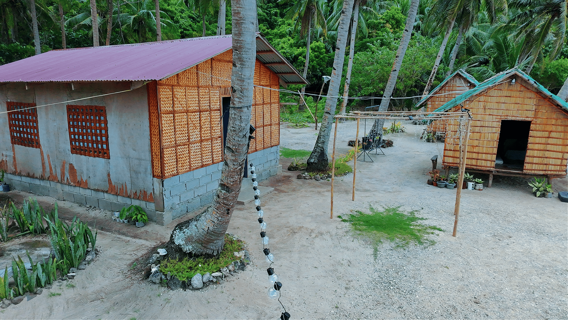 an abstract photo of a curved building with a blue sky in the background
