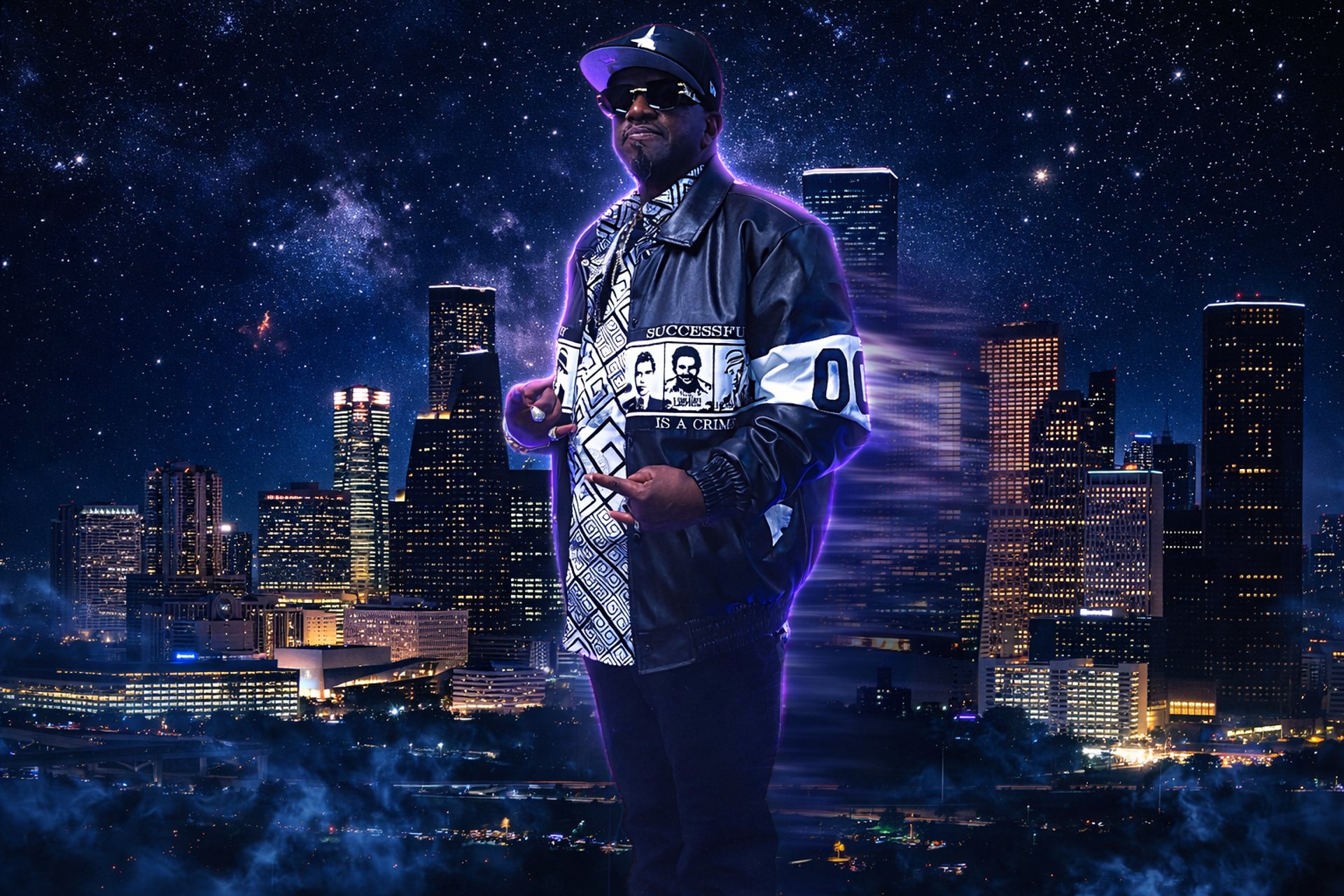 a view of a city at night from the top of a building