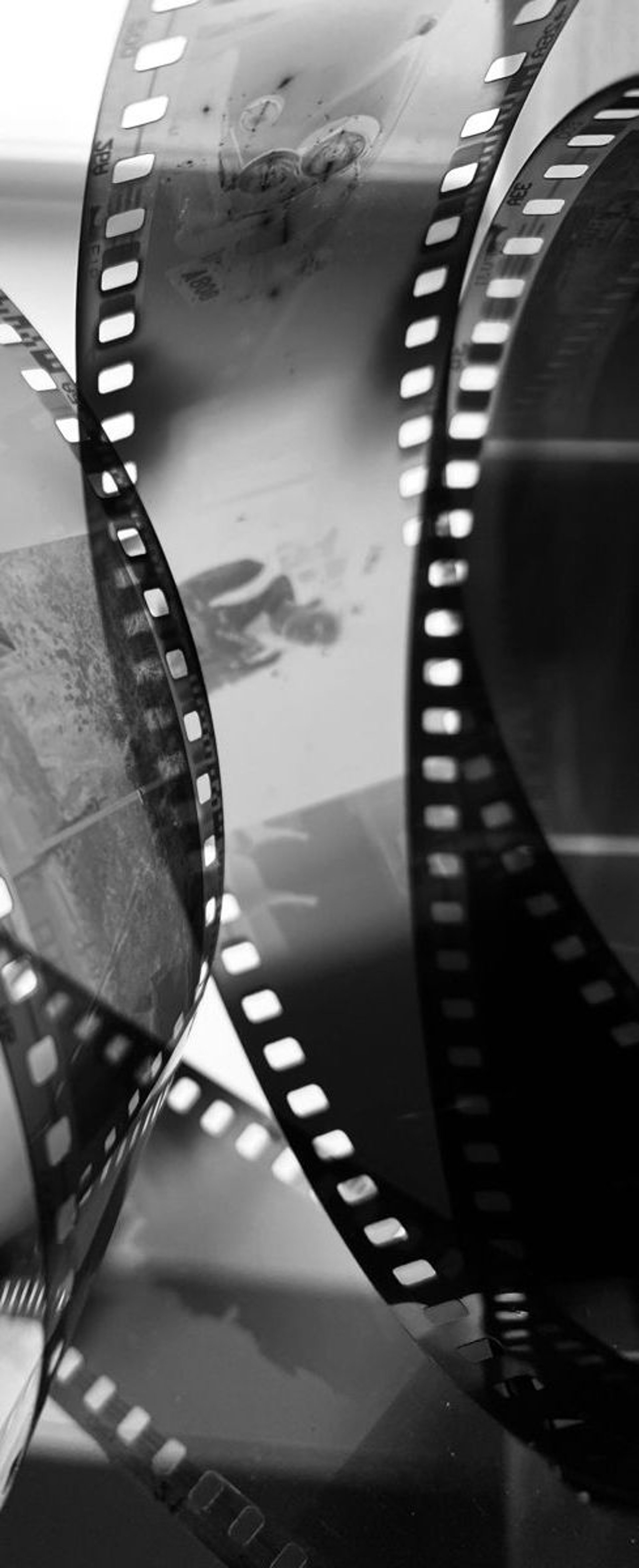 an abstract photo of a curved building with a blue sky in the background