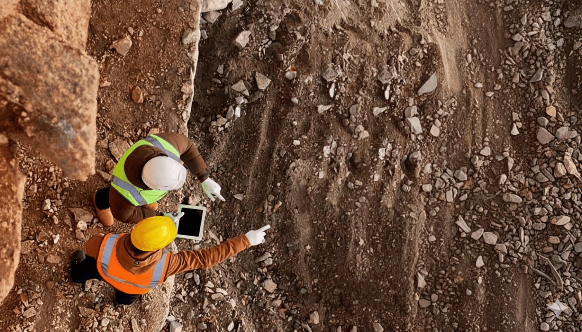 a man standing next to a yellow and black tripod