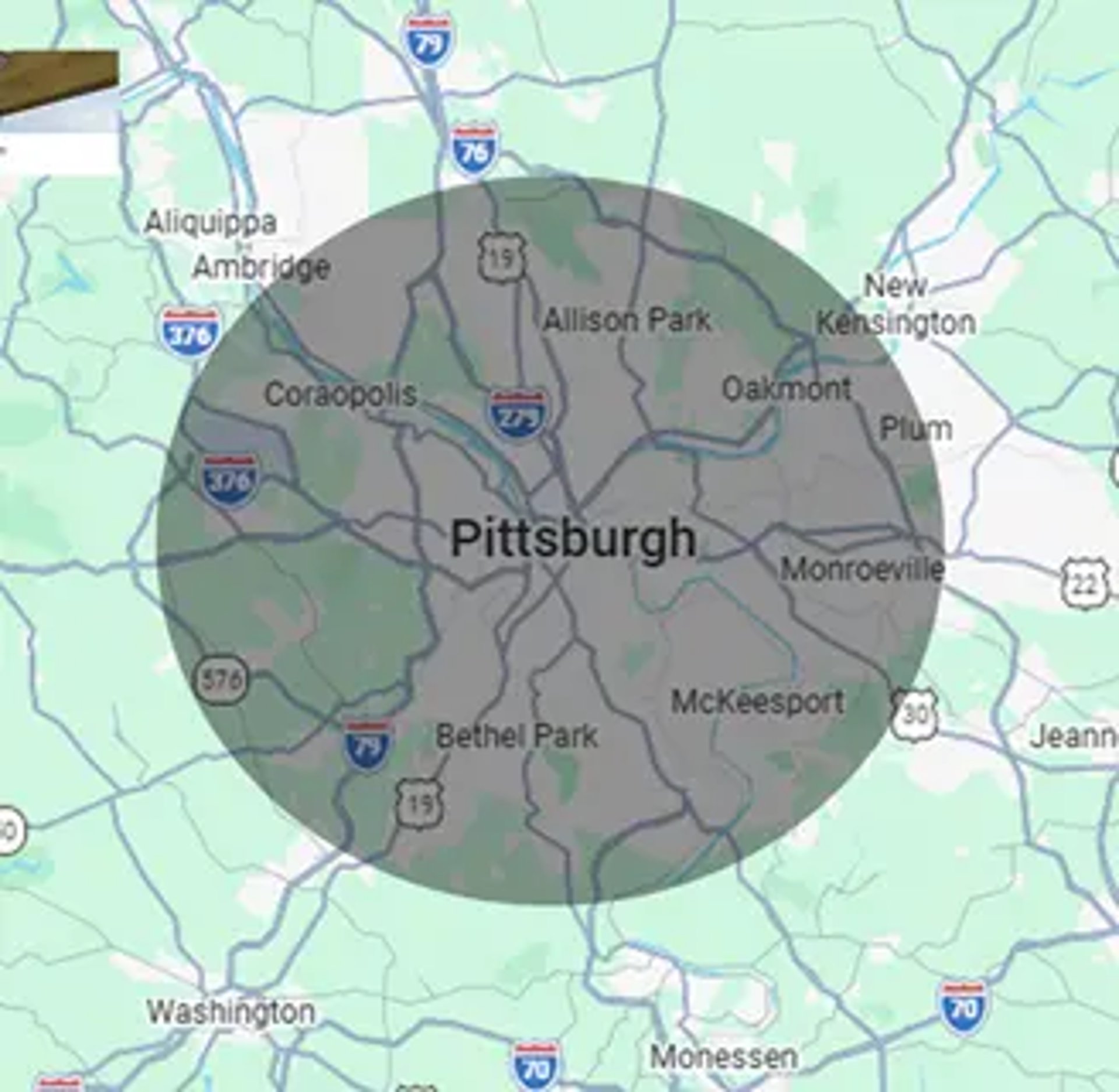 MJN Construction Service Area Map