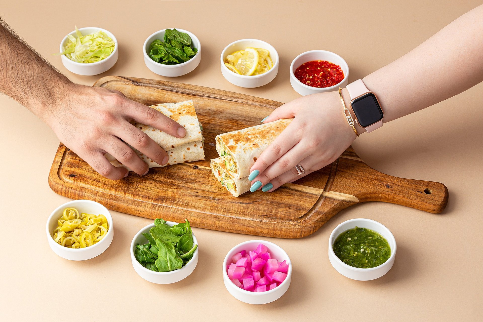 an abstract photo of a curved building with a blue sky in the background