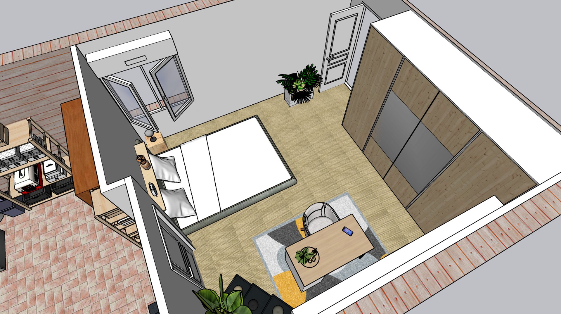 Plan d'agencement 3D chambre