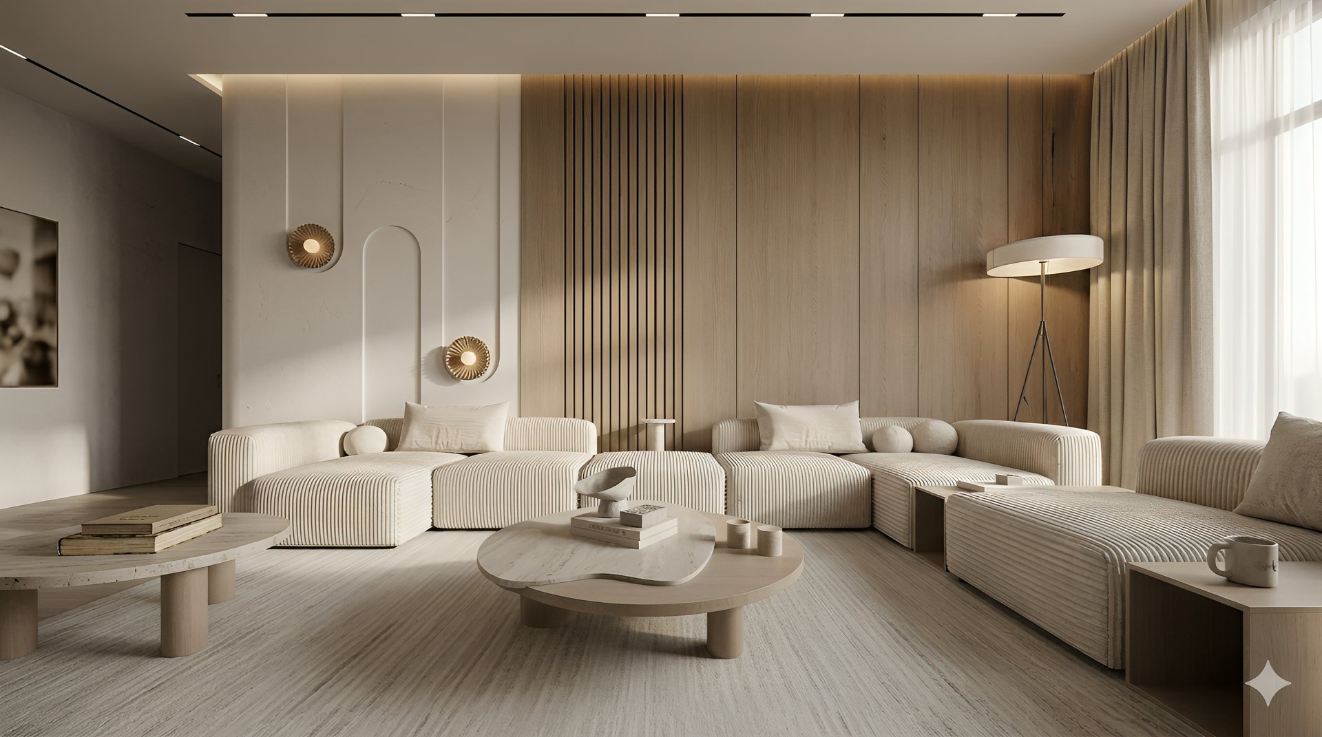 white and brown living room set