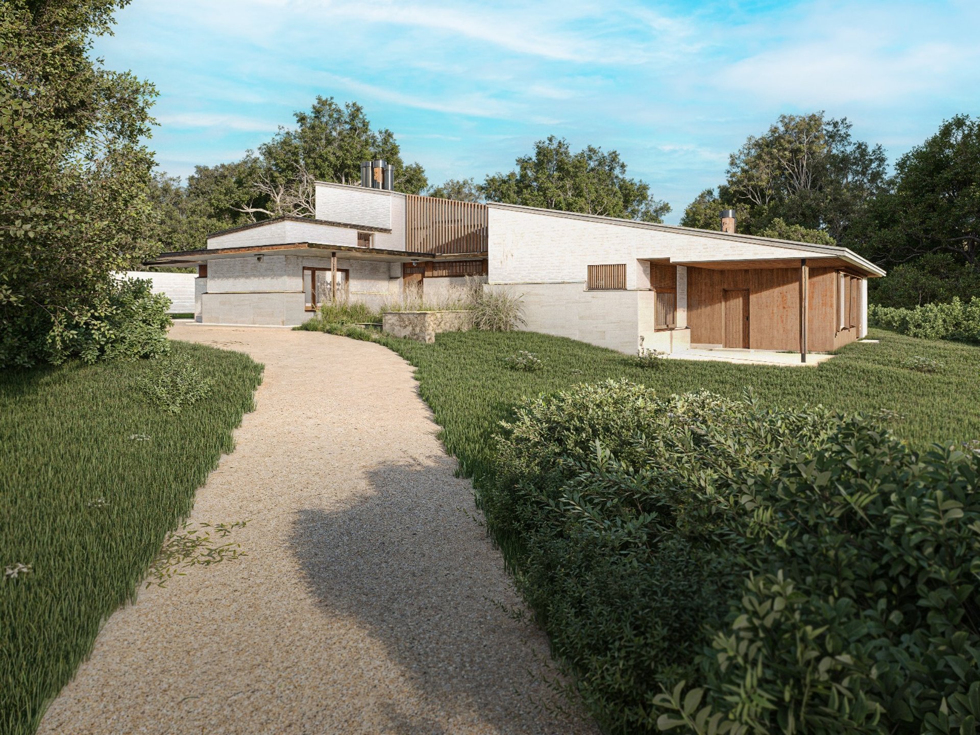 	Rendu 3D ultra réaliste d’une maison contemporaine avec jardin – BenRaff Studio