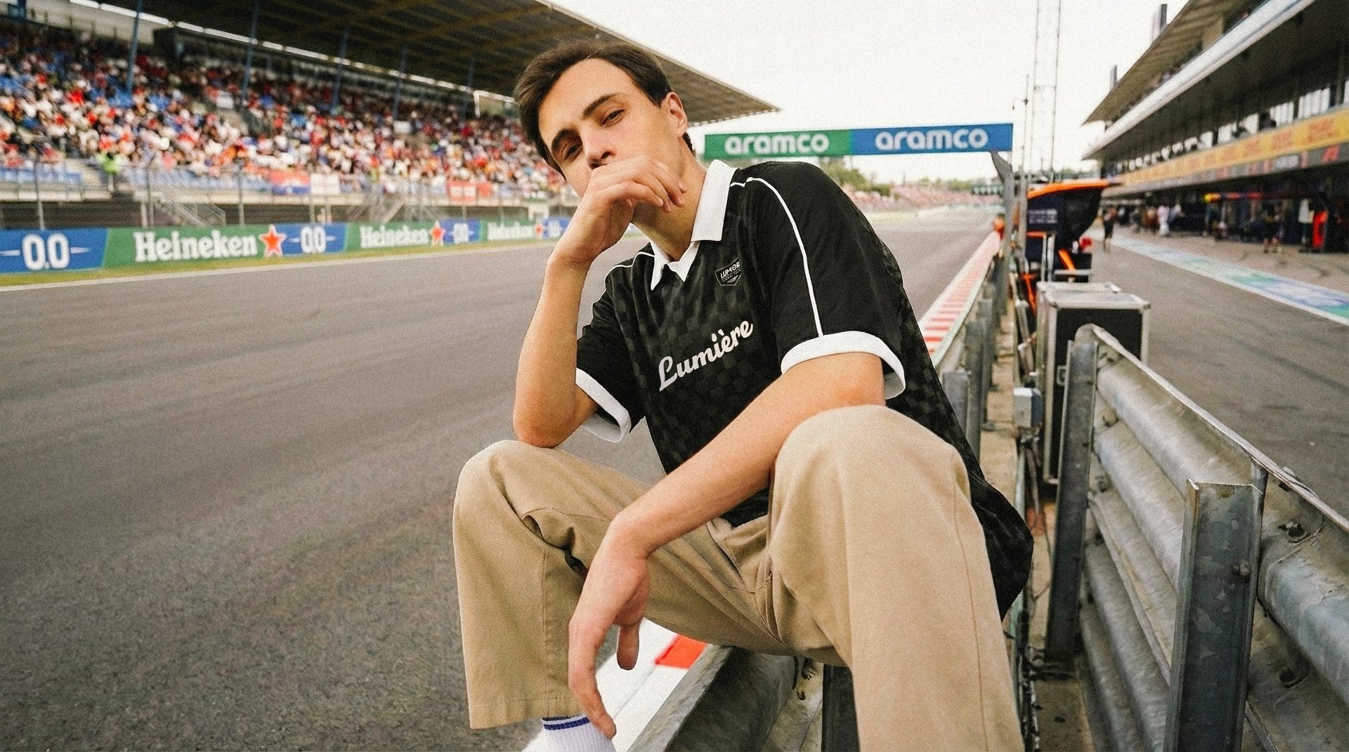 an abstract photo of a curved building with a blue sky in the background