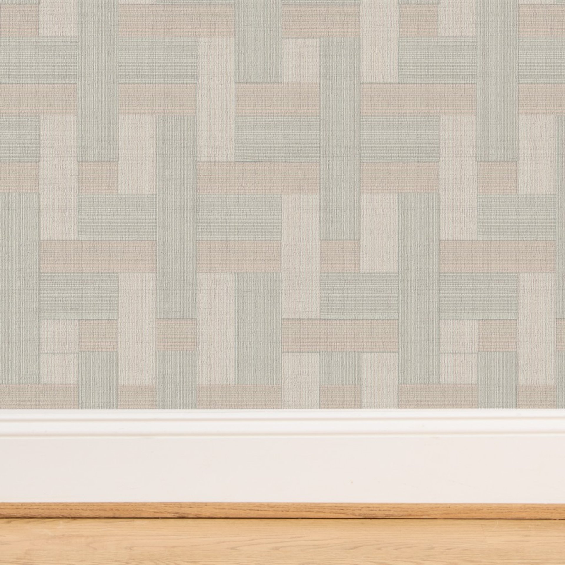 Close up image of Coastal Basketweave wallpaper on a wall.