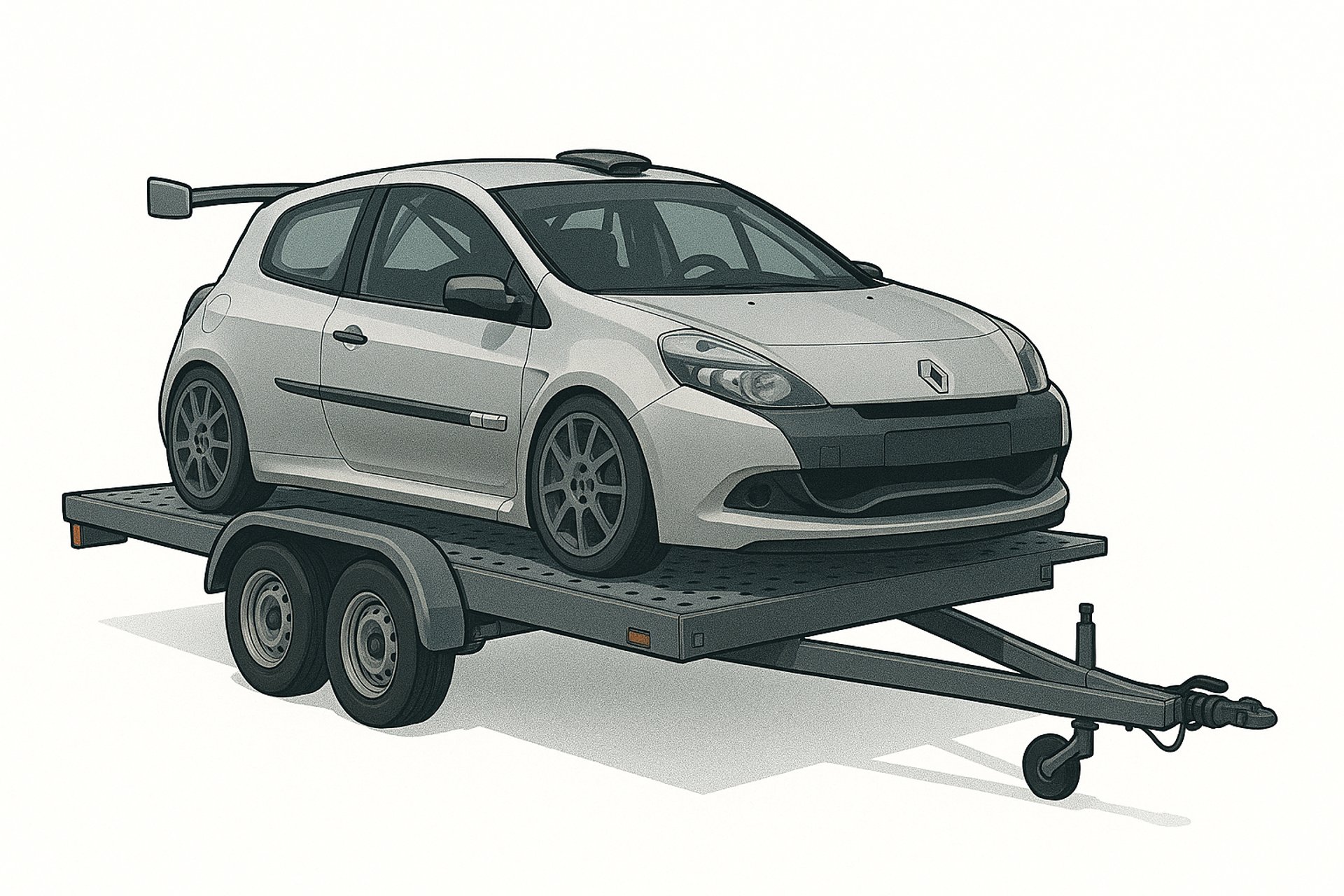 a truck is being towed on a flatbed trailer