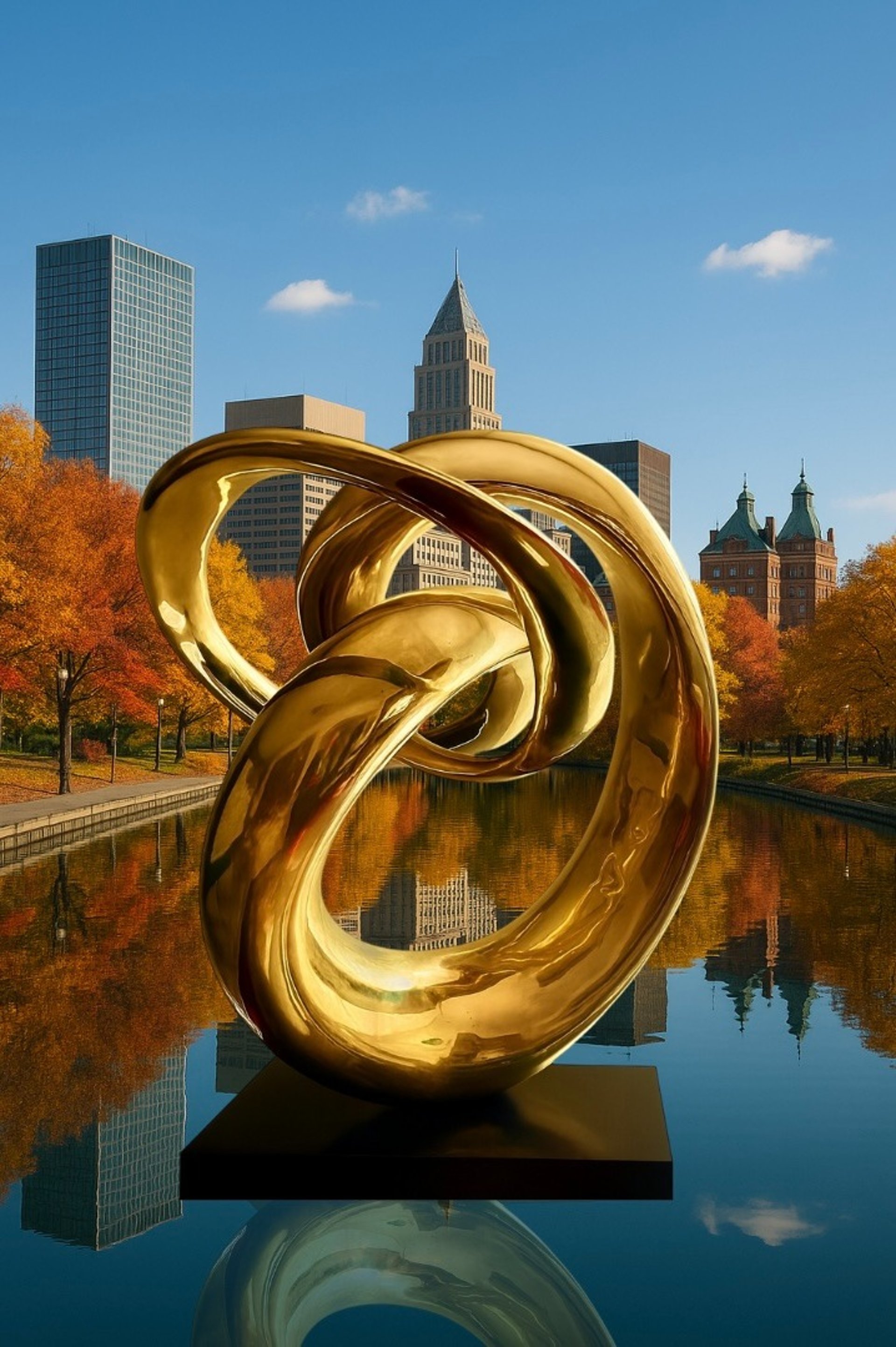 an abstract photo of a curved building with a blue sky in the background