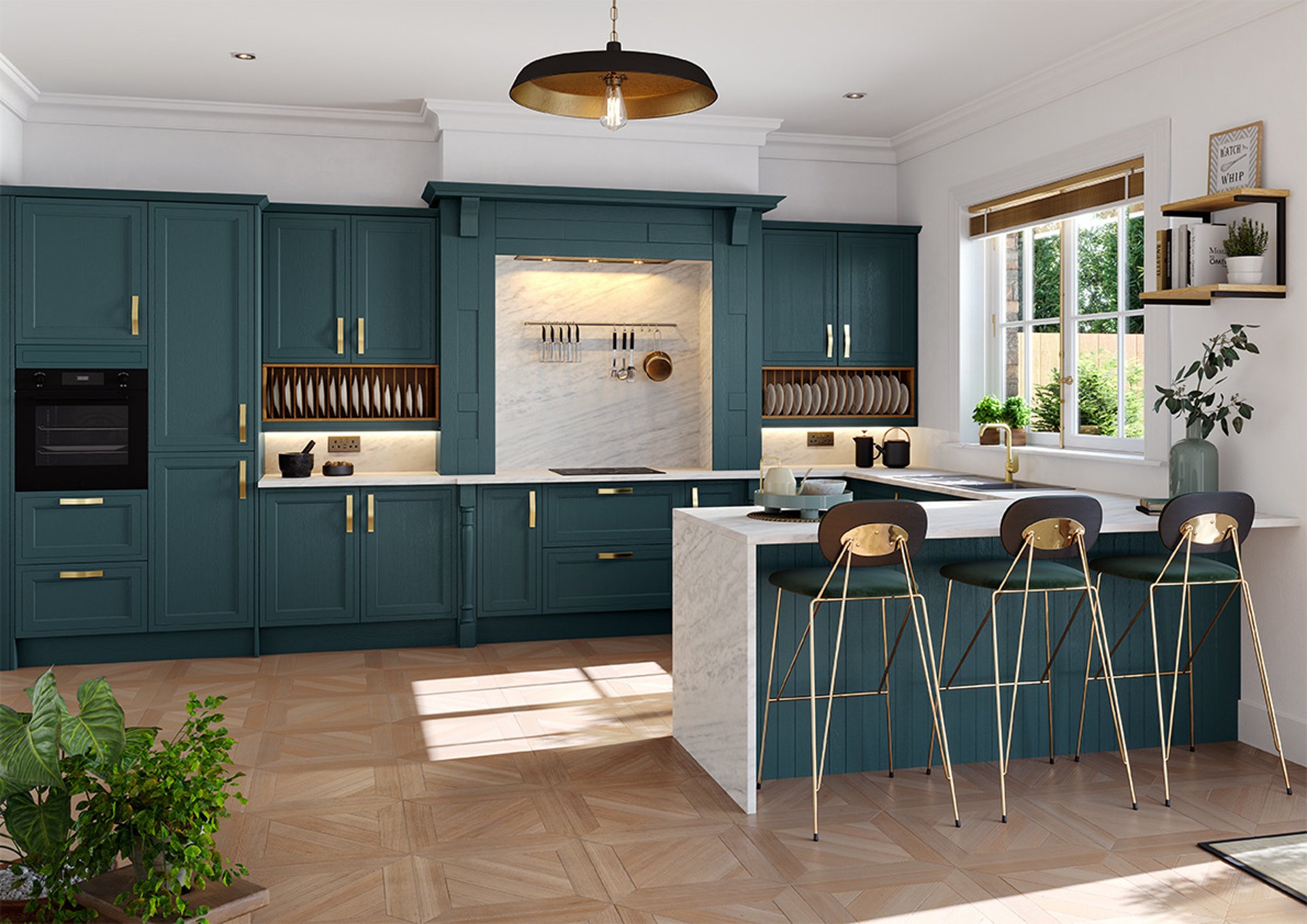 Boston Fjord and White shaker kitchen