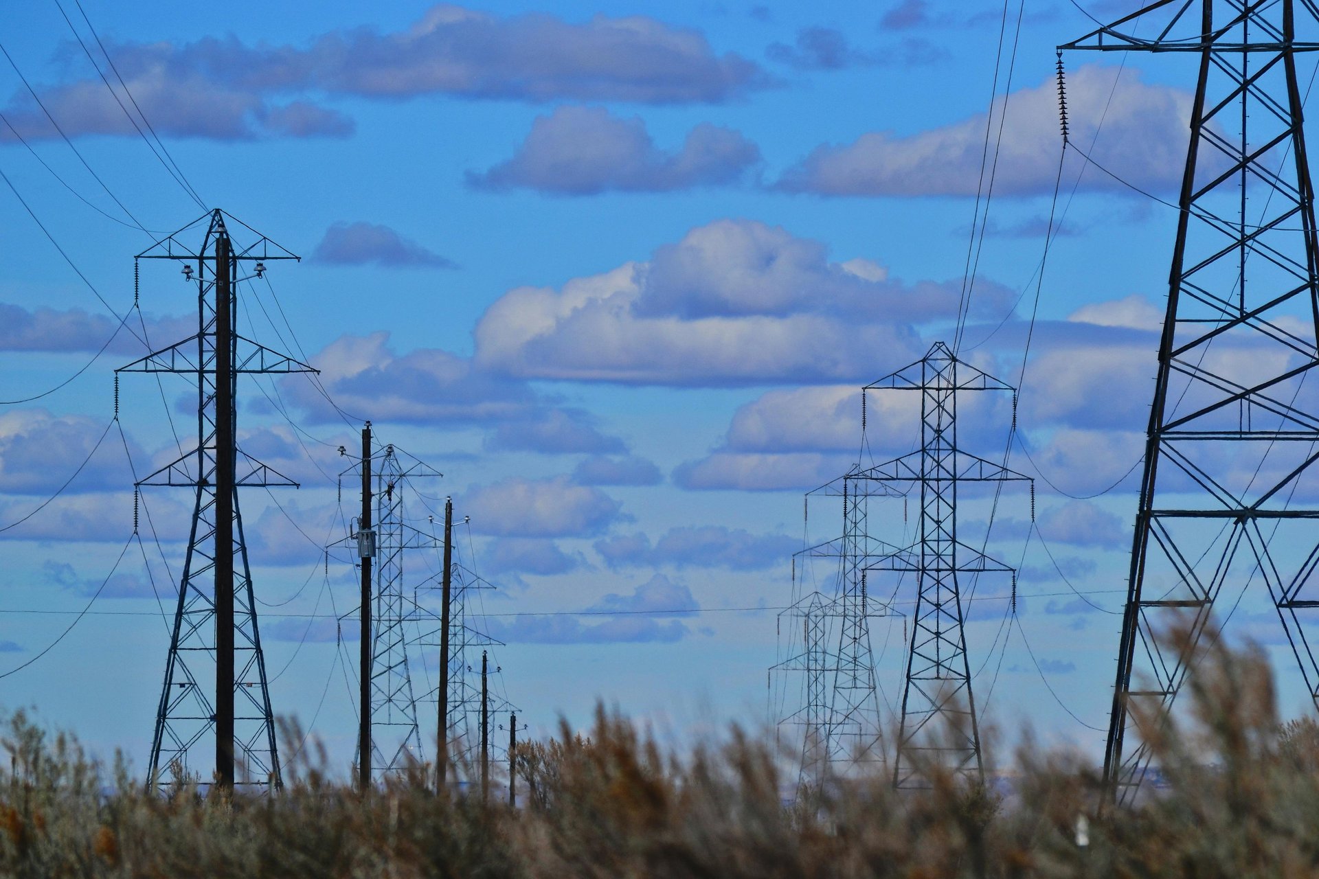 a large metal structure with wires