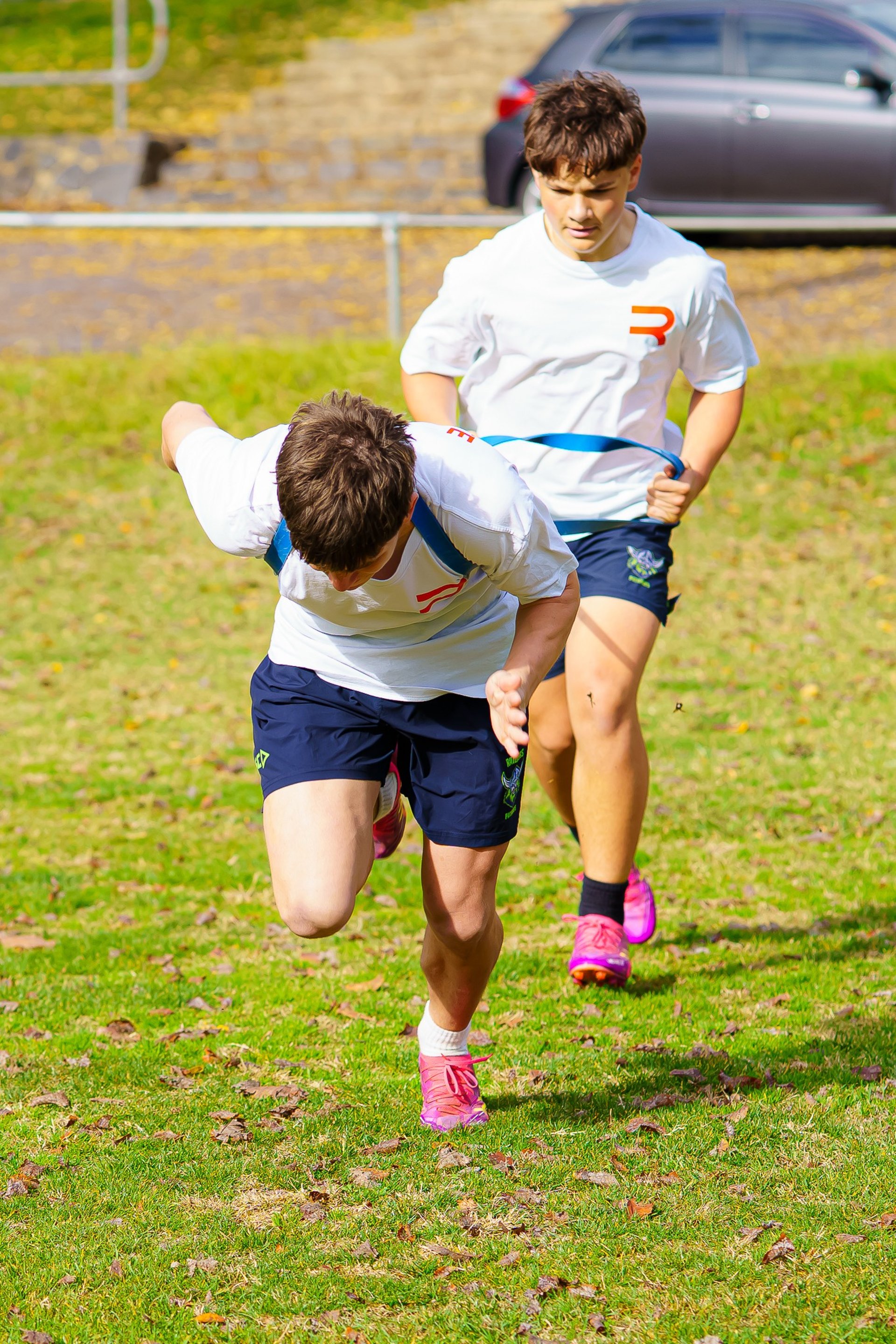 a rack of kettles and a rack of weights
