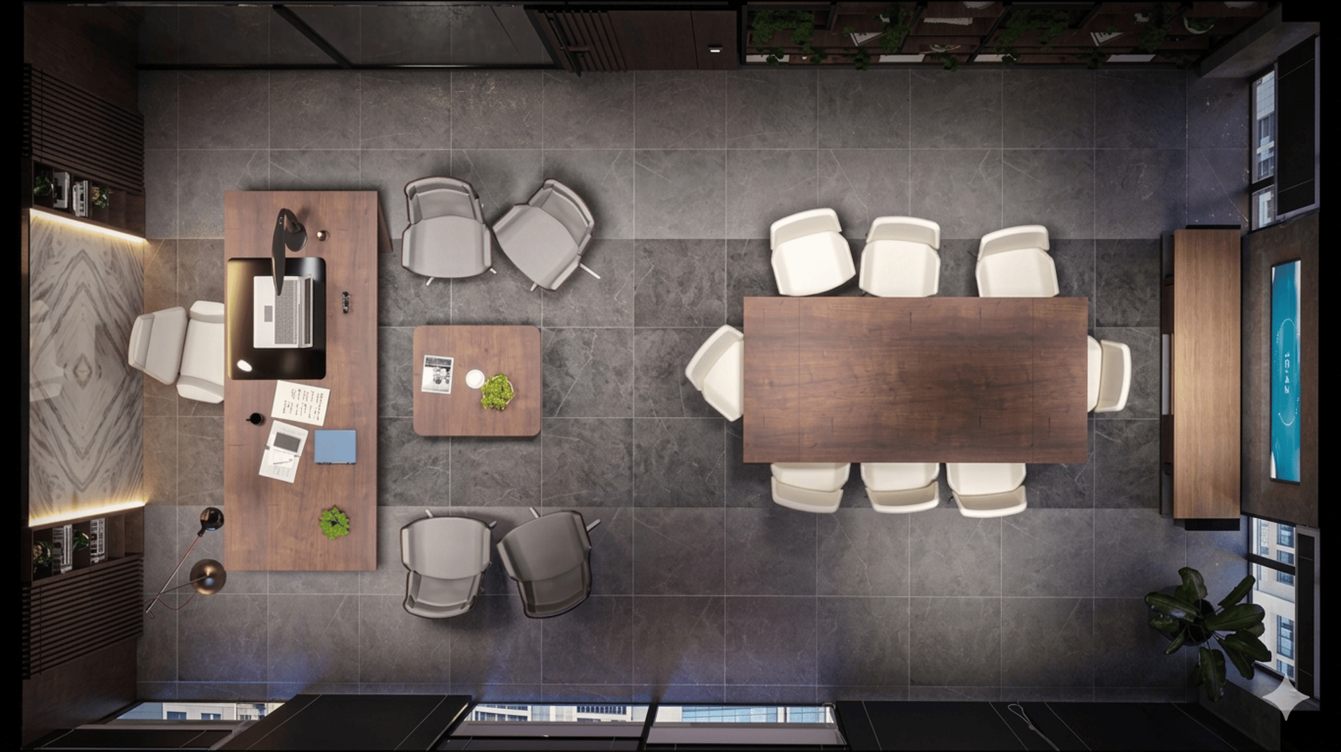 an abstract photo of a curved building with a blue sky in the background