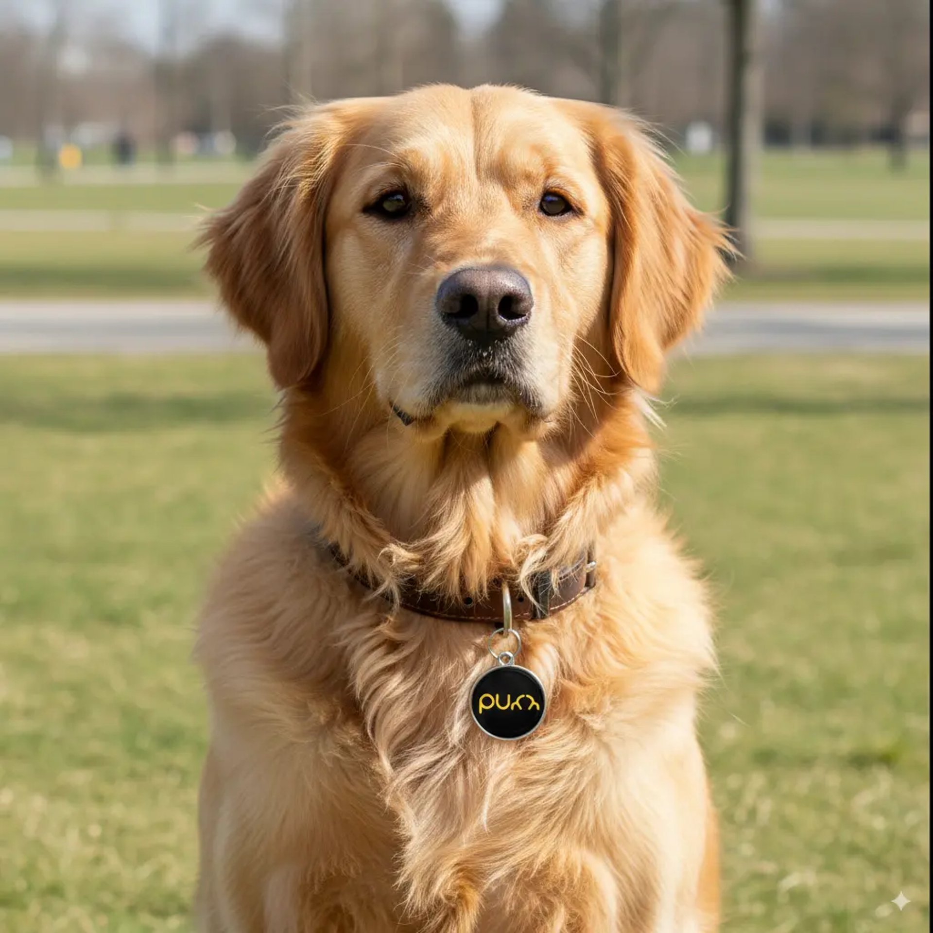 Dog wearing Black Purr Tag