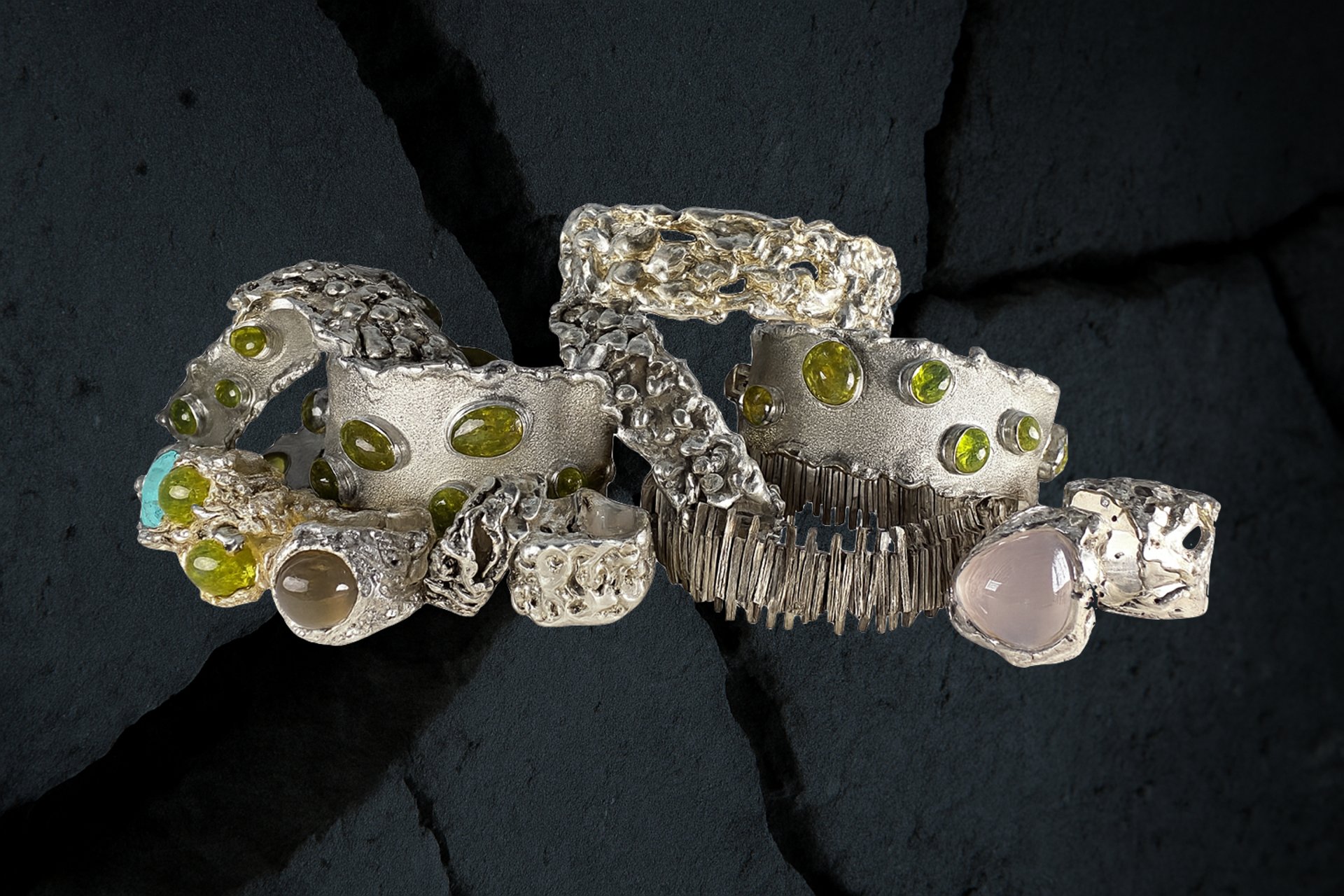 an abstract photo of a curved building with a blue sky in the background