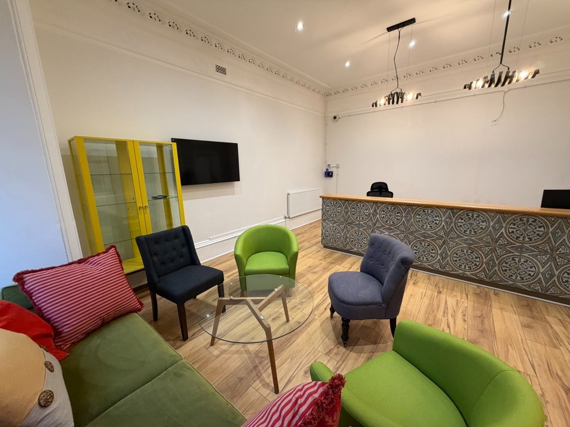 black blue and yellow textile