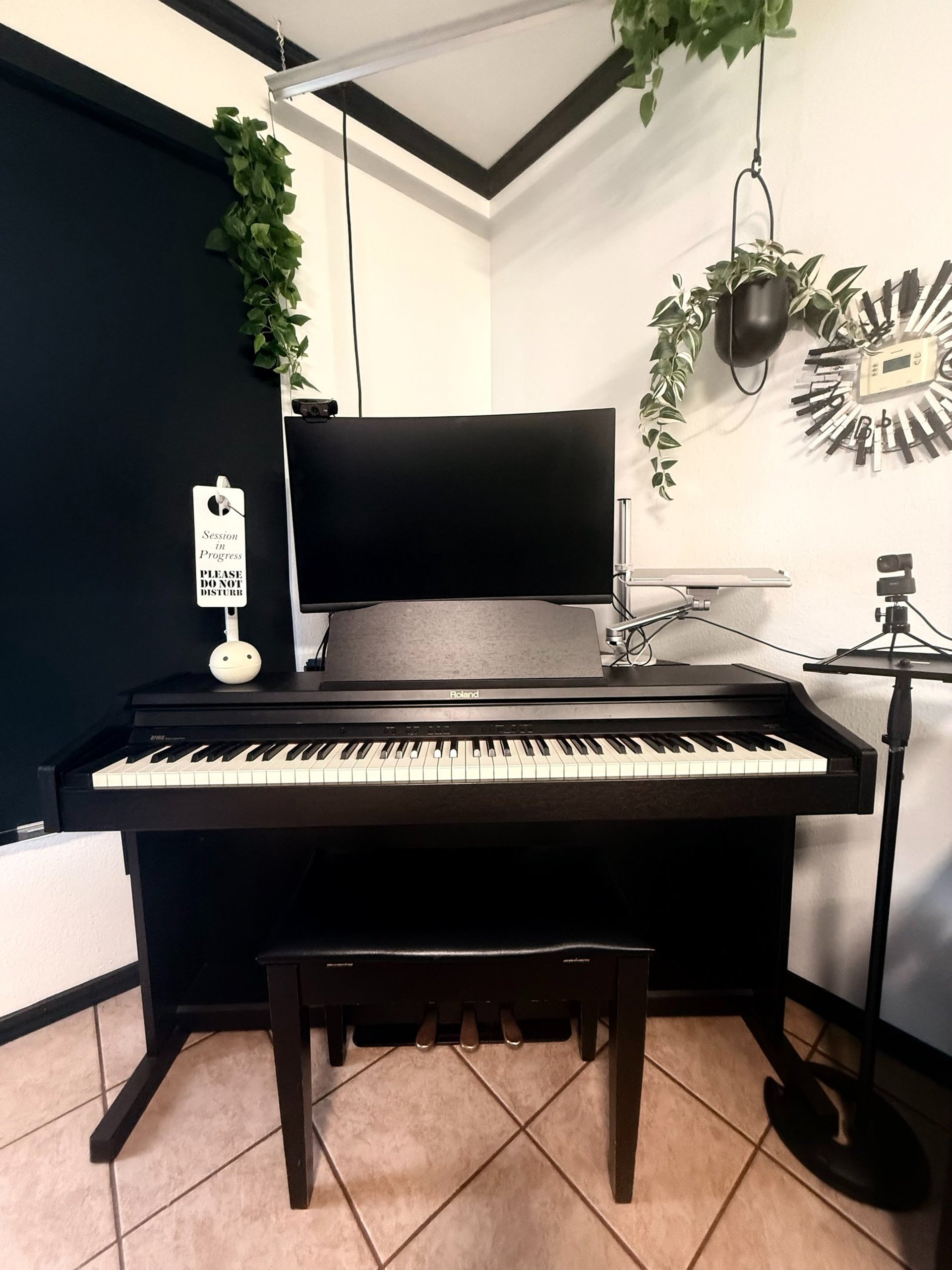 white paper on black piano