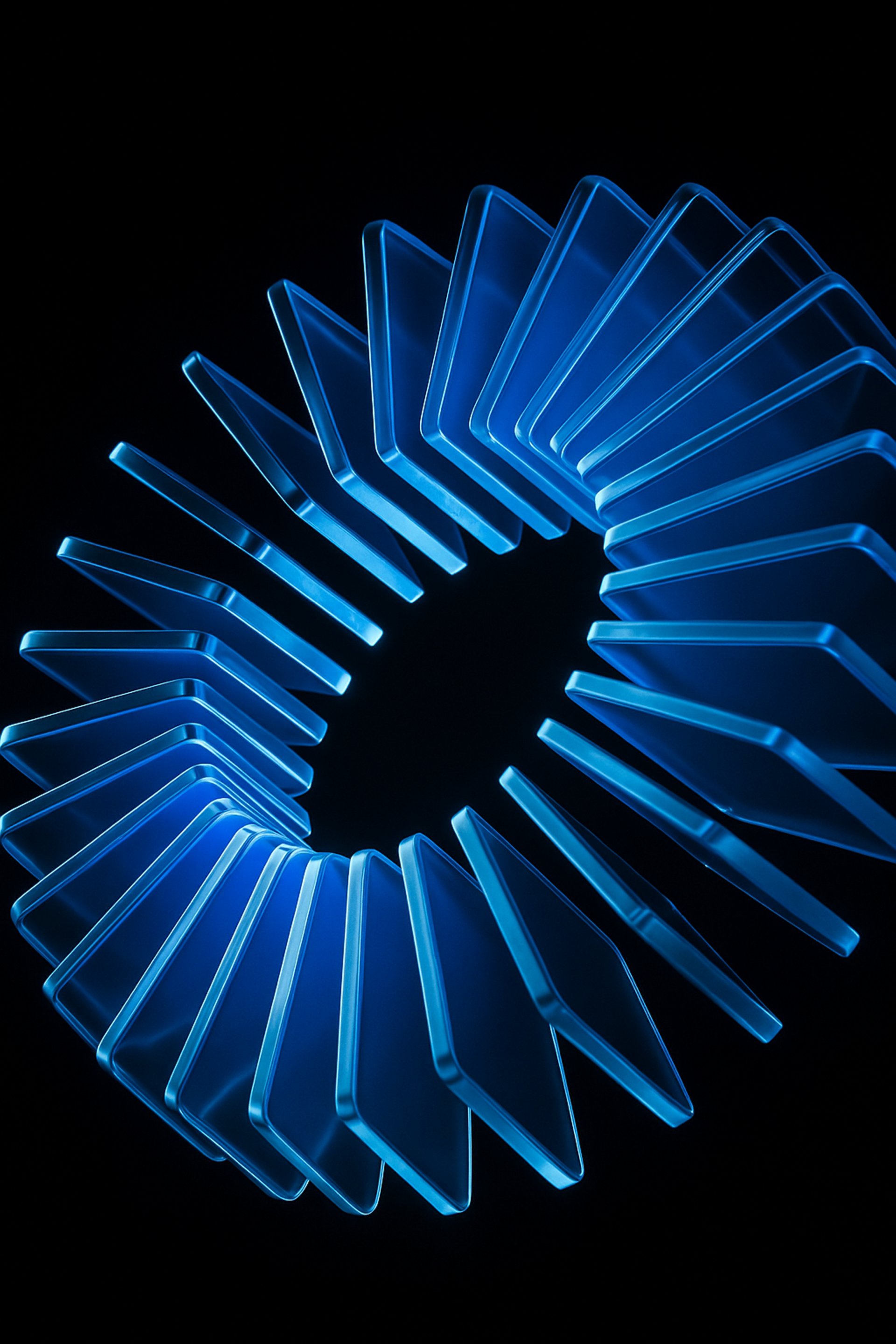 an abstract photo of a curved building with a blue sky in the background