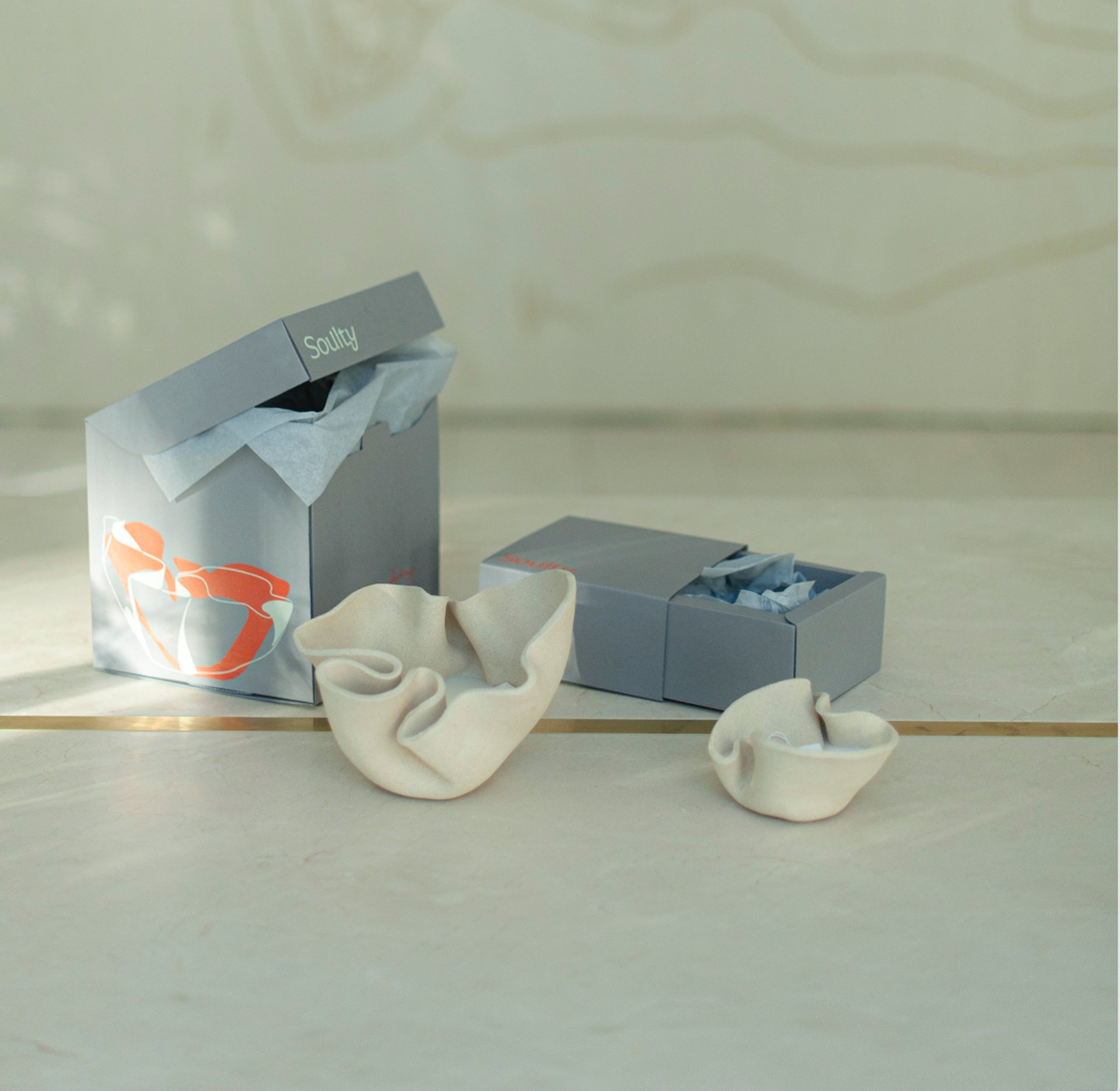 an abstract photo of a curved building with a blue sky in the background