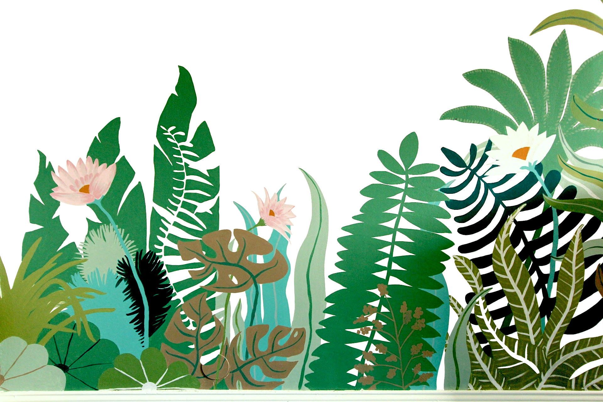 Inspiration douanier Rousseau pour cette fresque végétale peinte par Marie Hardy en Normandie