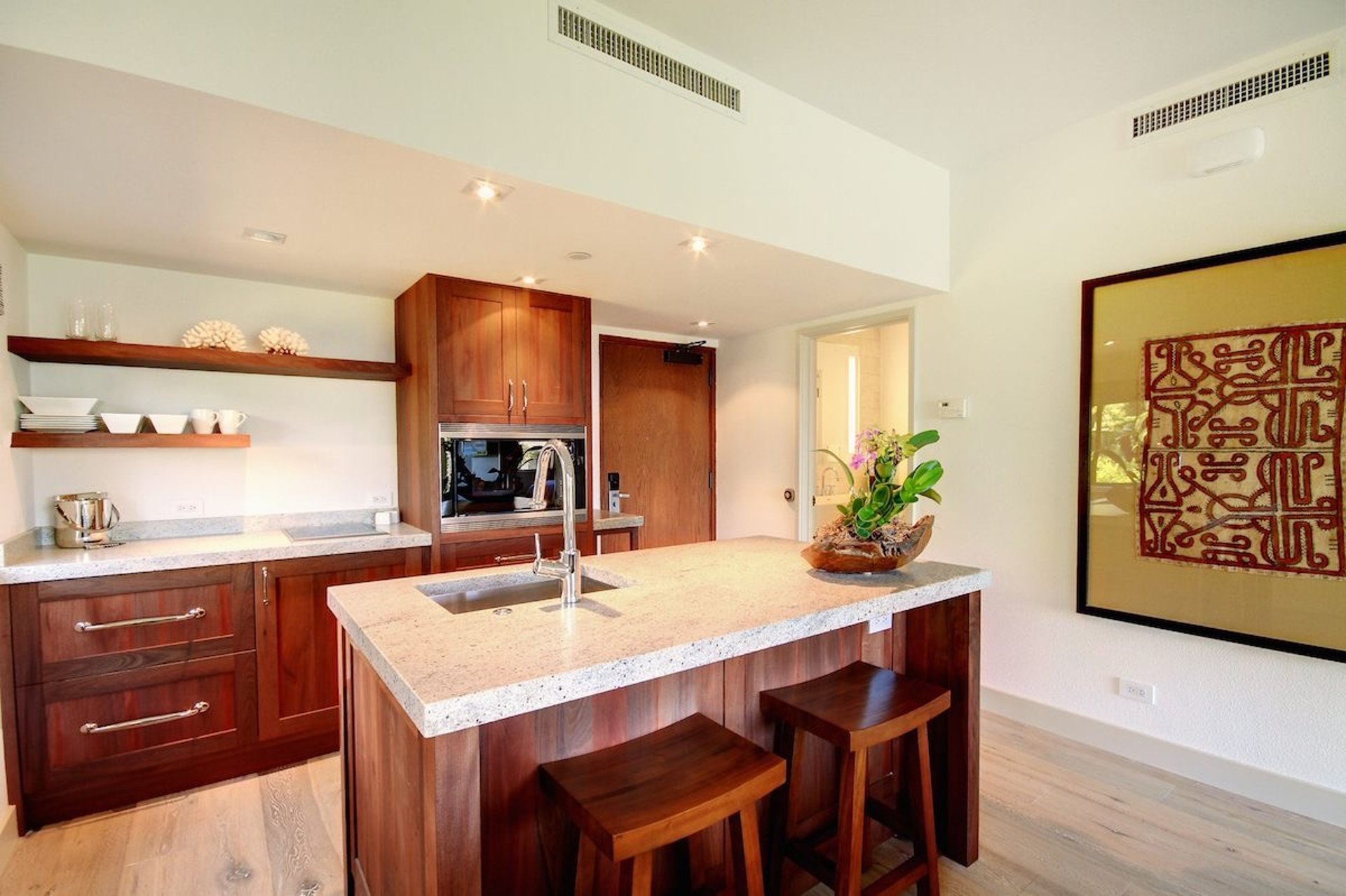 stone floor tiles and bench top