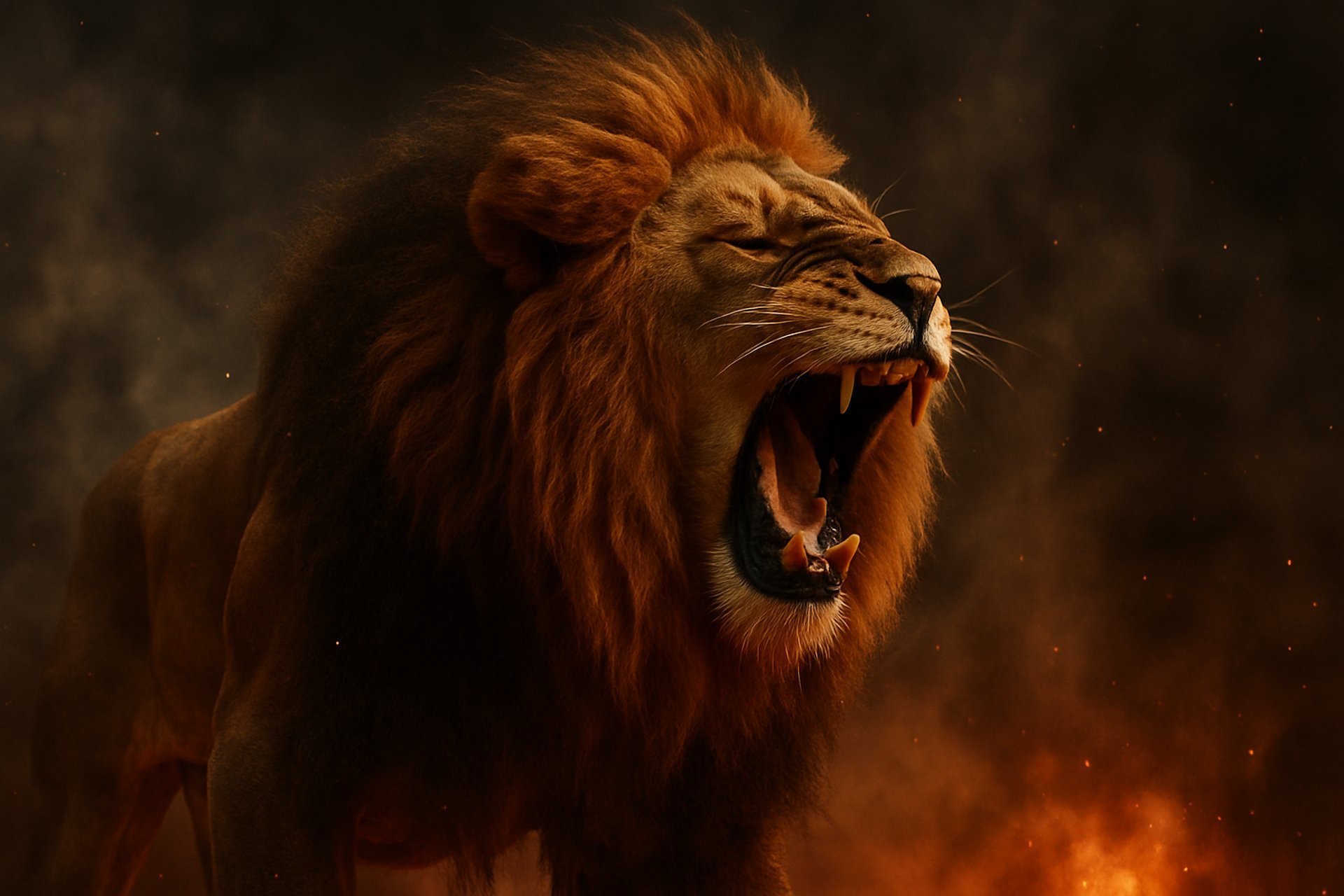 a fire blazing in the dark on a black background