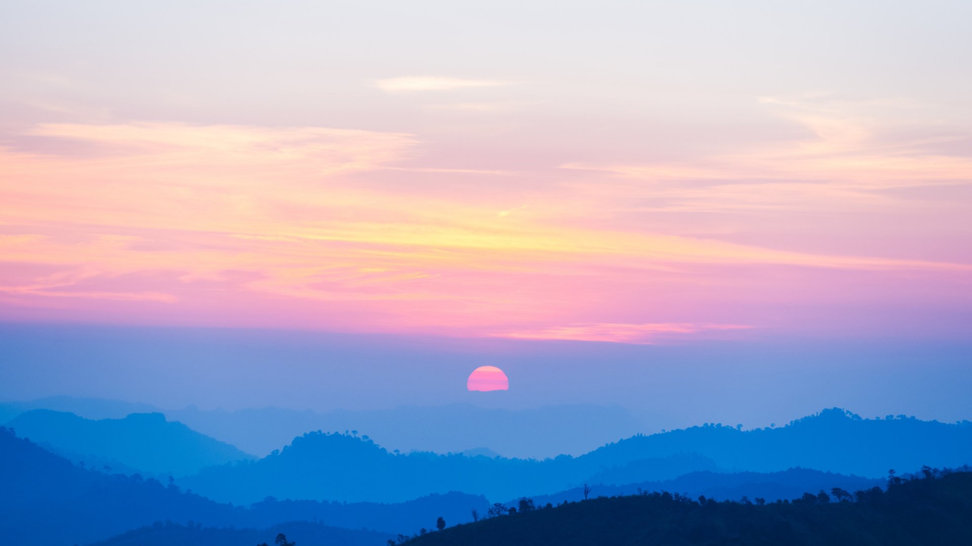 golden hour over mountain range