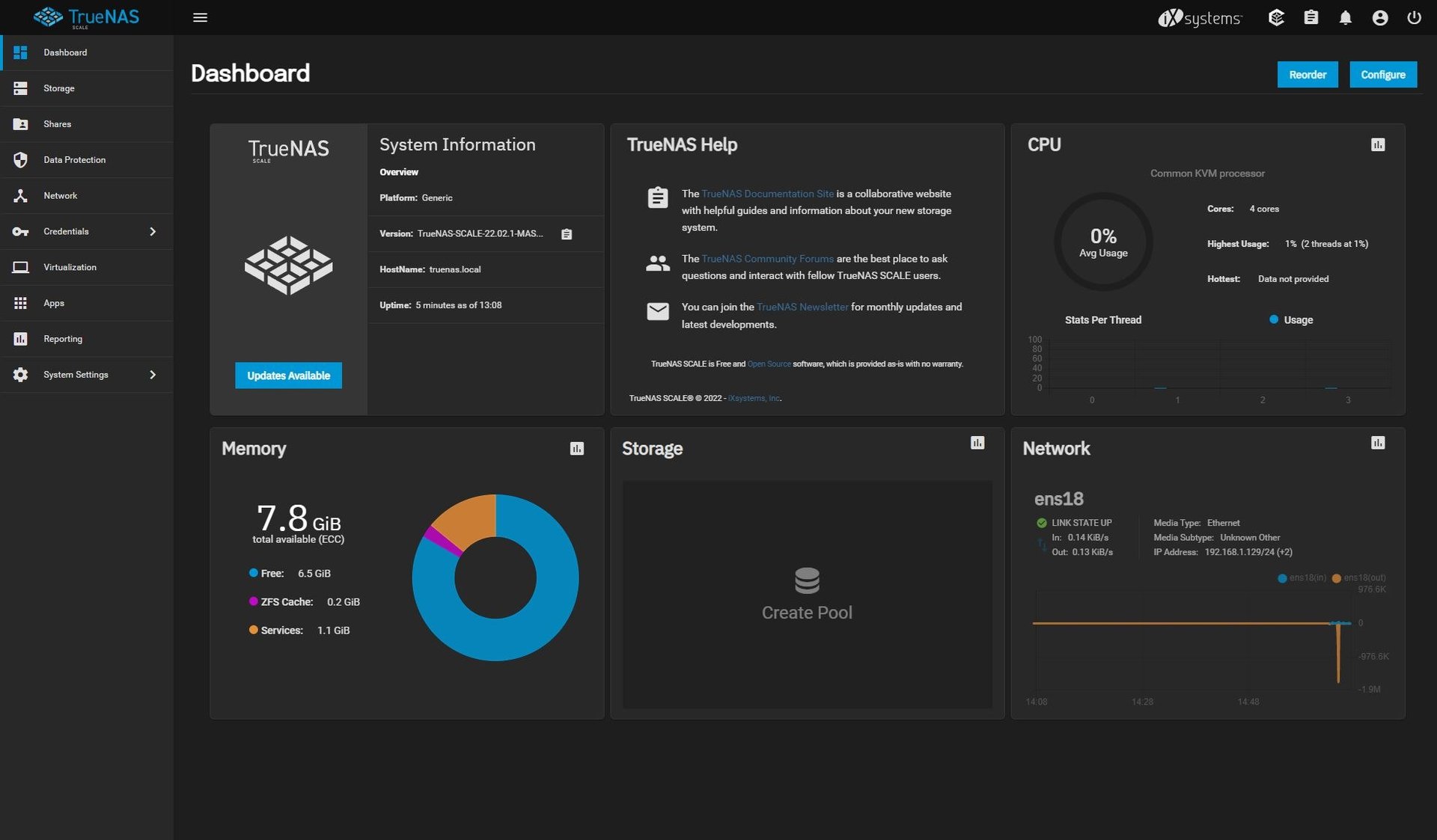 servicio virtualizacion interfaz gui truenas