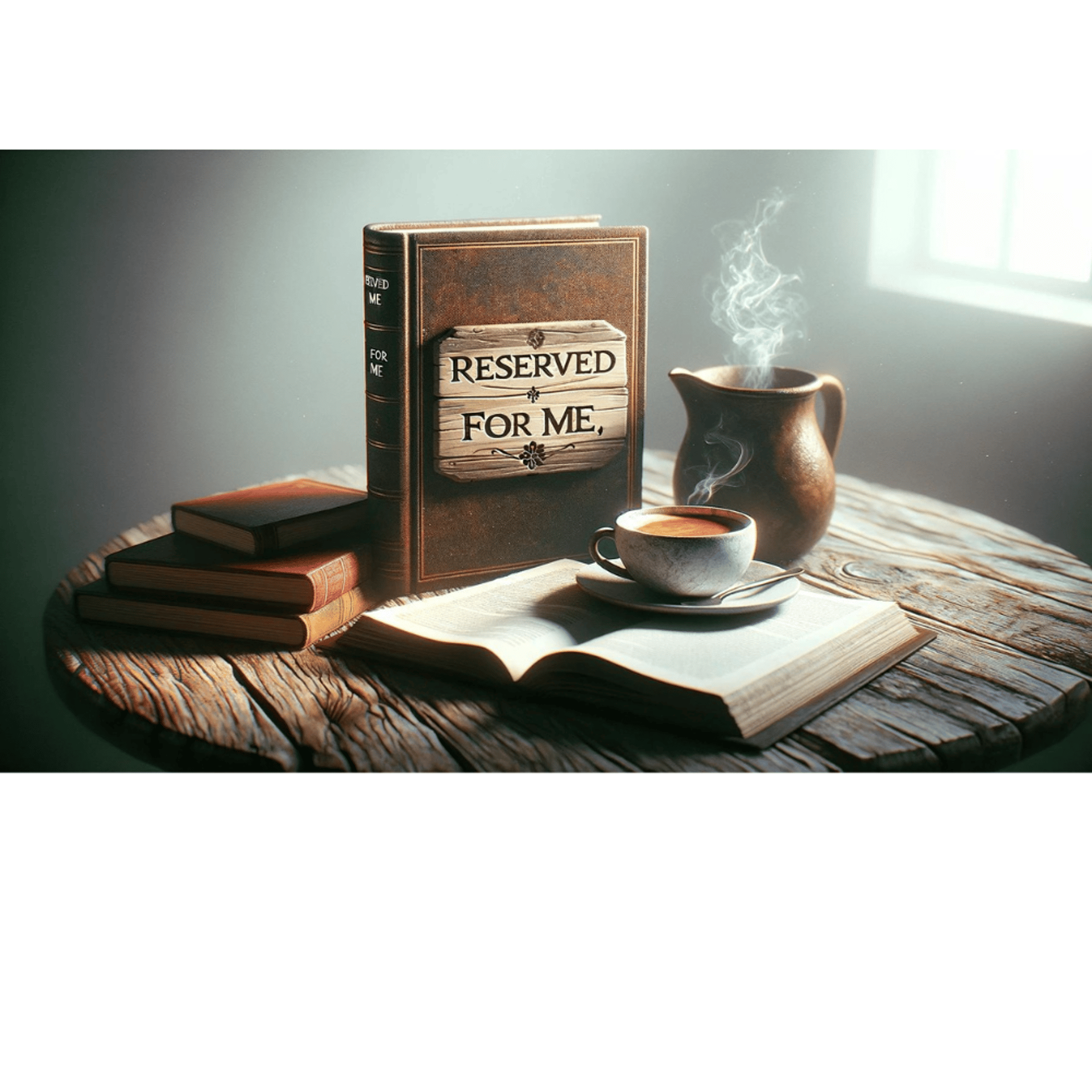 white book near mug