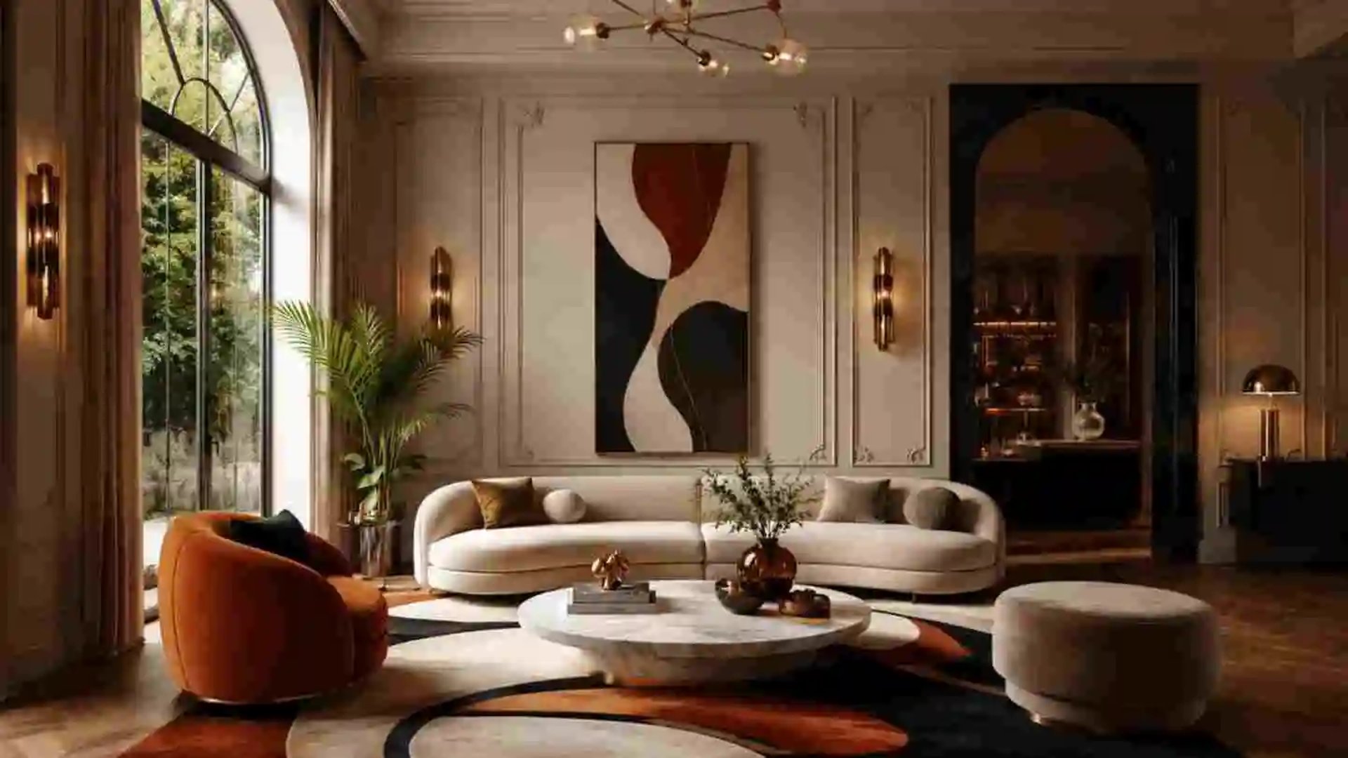 Luxury Modern Living Room Design Ideas 2026 – Elegant Contemporary Interior with Curved Sofa,  Eftelt Home Decoration