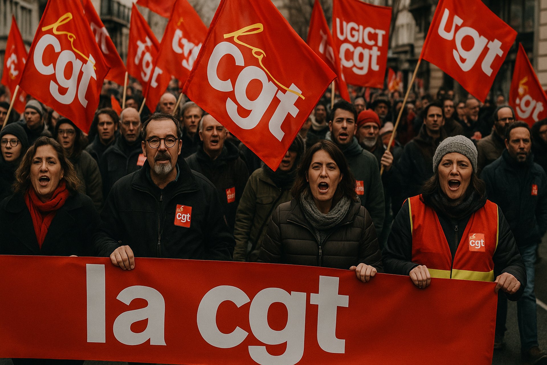a large group of people holding signs in the street