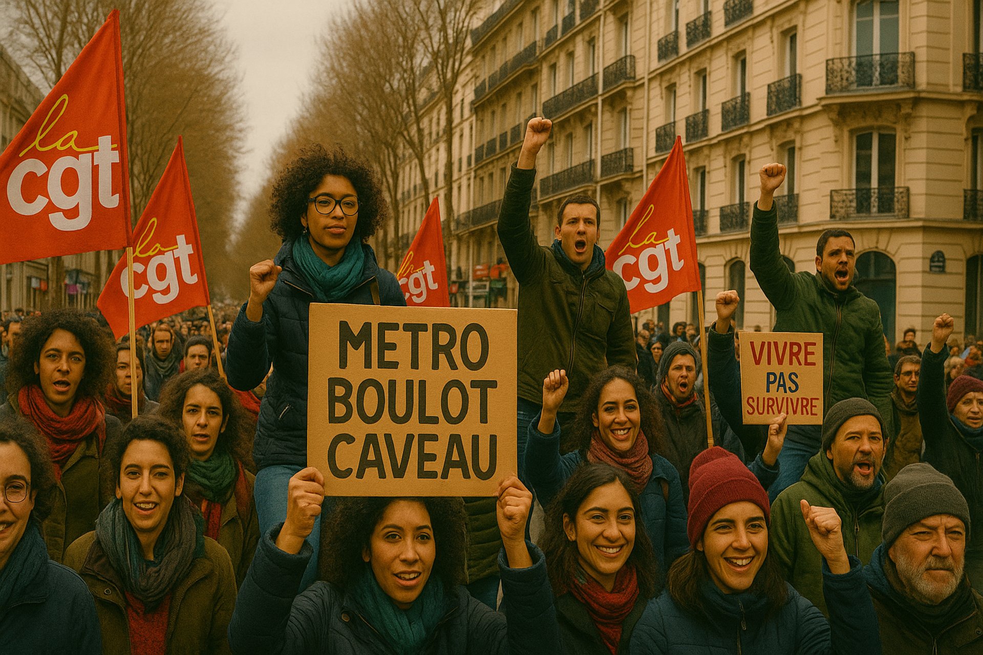a large group of people holding signs in the street