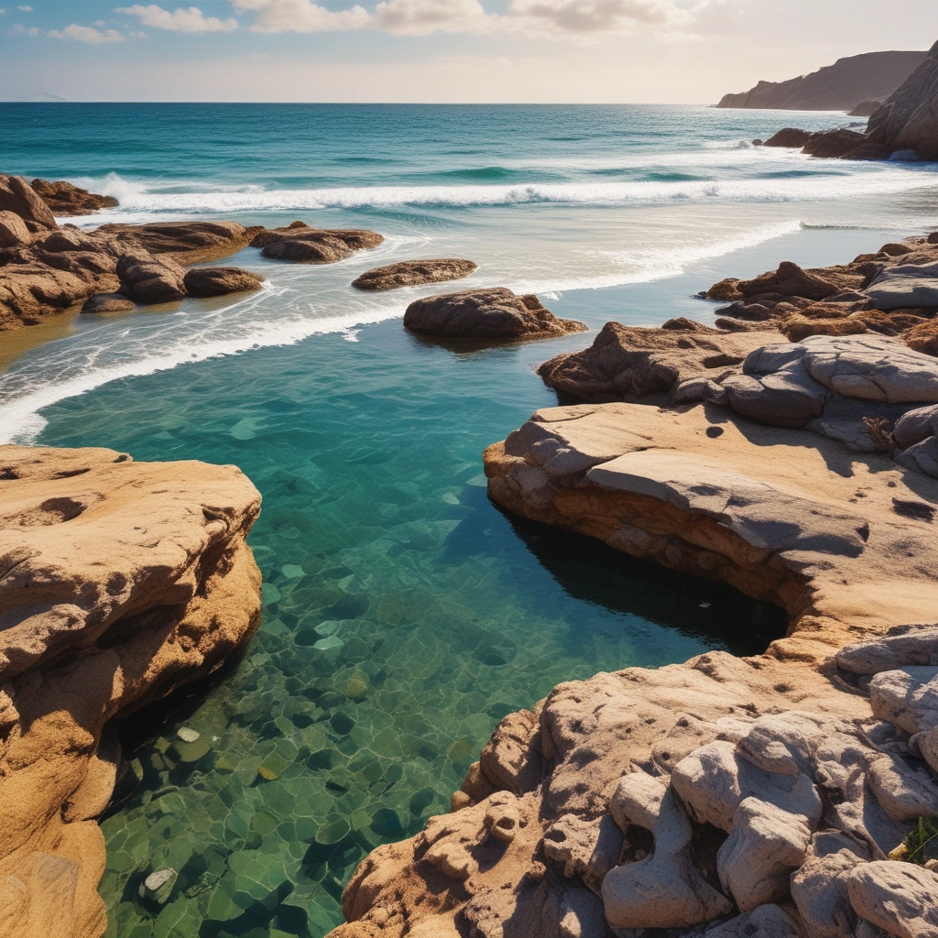 an abstract photo of a curved building with a blue sky in the background