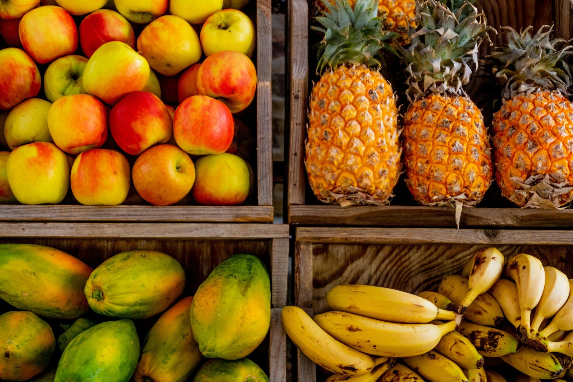 a bunch of fruit that are on a table