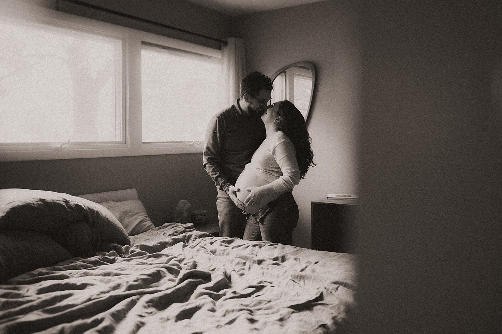 an abstract photo of a curved building with a blue sky in the background