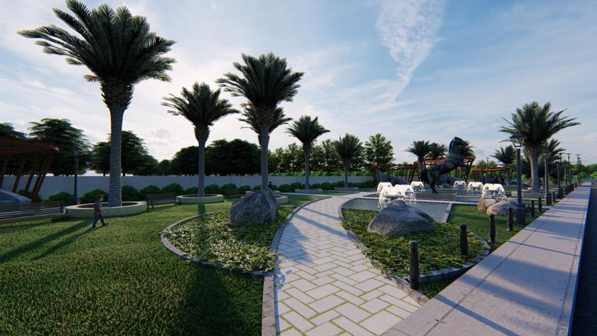 A rural house with a wooden fence and blue sky.