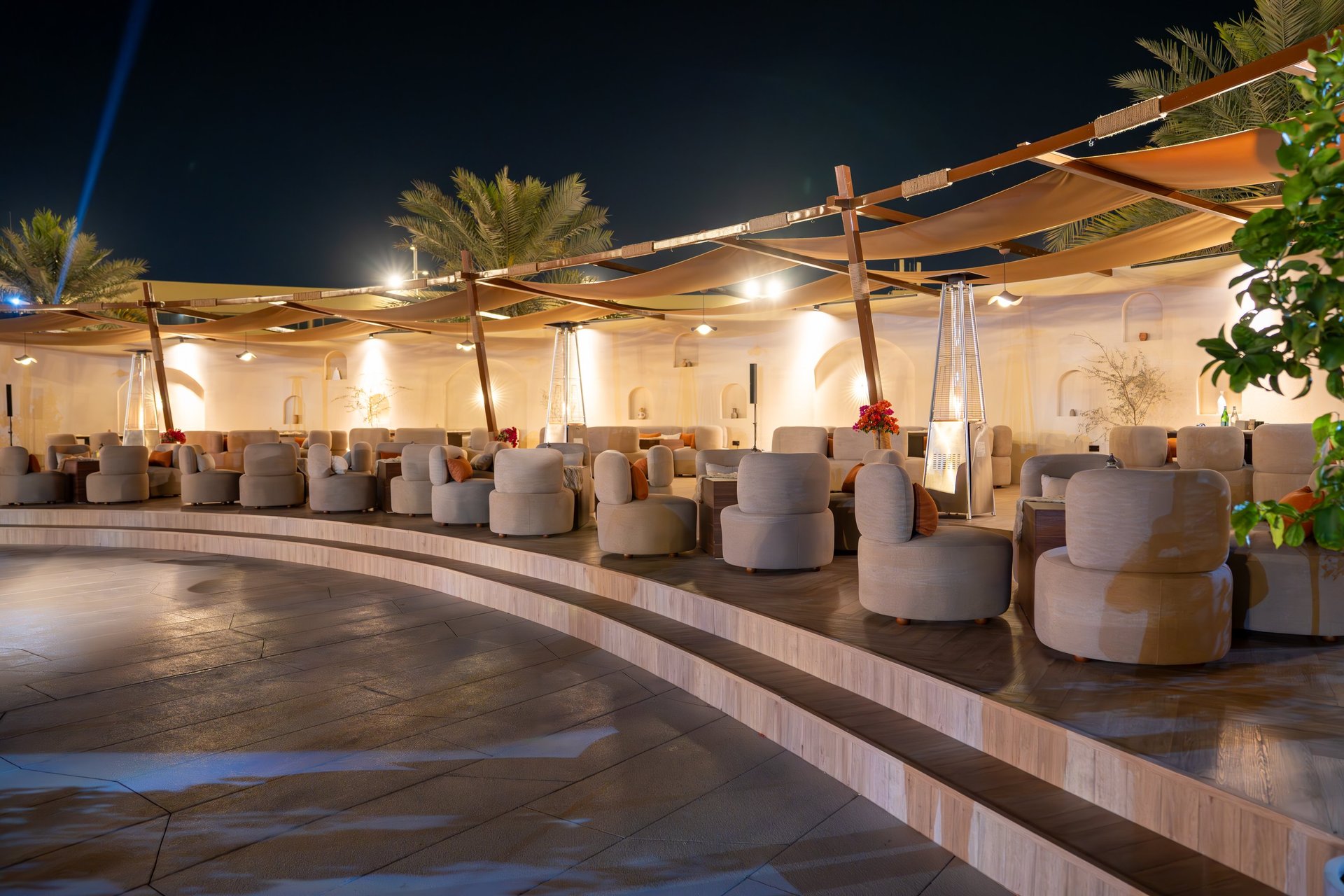 A modern and elegant lounge with inviting seating.