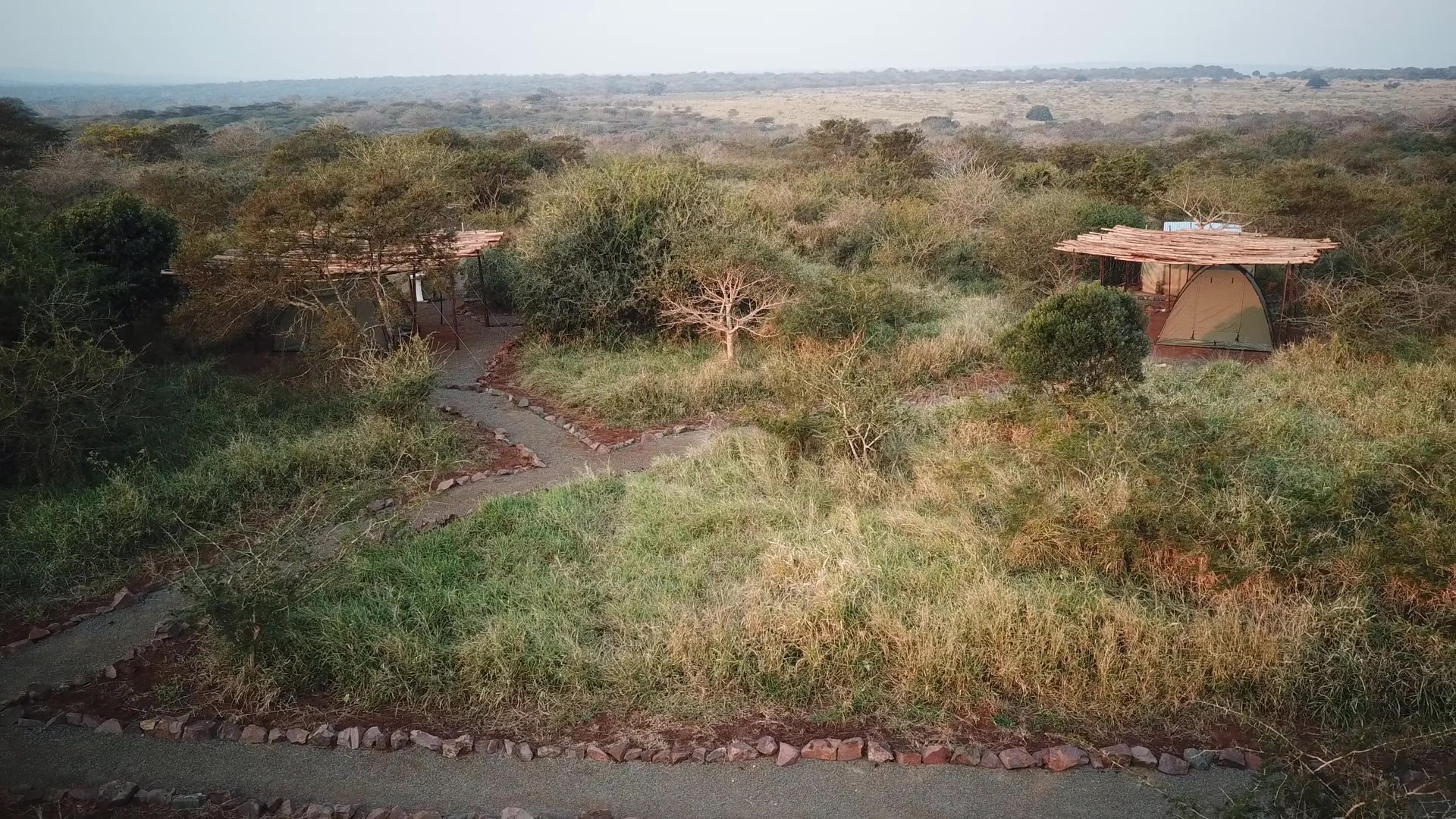 Dome tent glamping sites with private bathrooms at Albizia camp in Hluhluwe