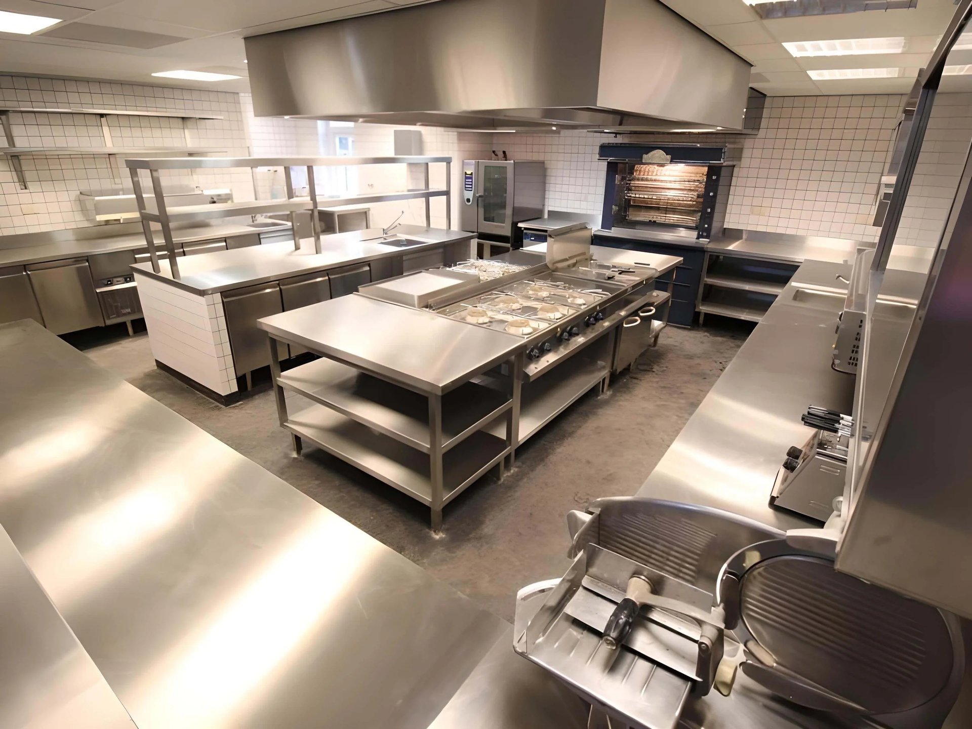 Expert commercial kitchen fit-out showcasing high-quality work benches and equipment from our About SSB profile.