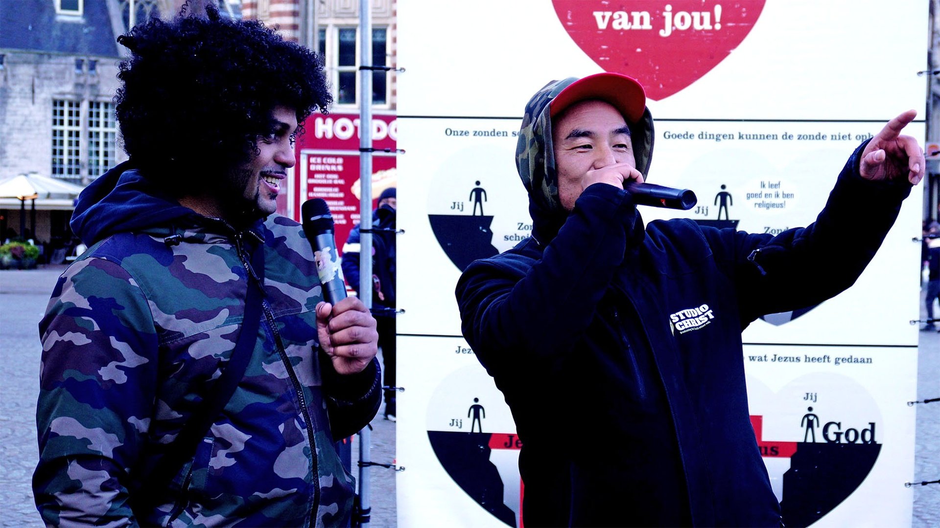 an abstract photo of a curved building with a blue sky in the background