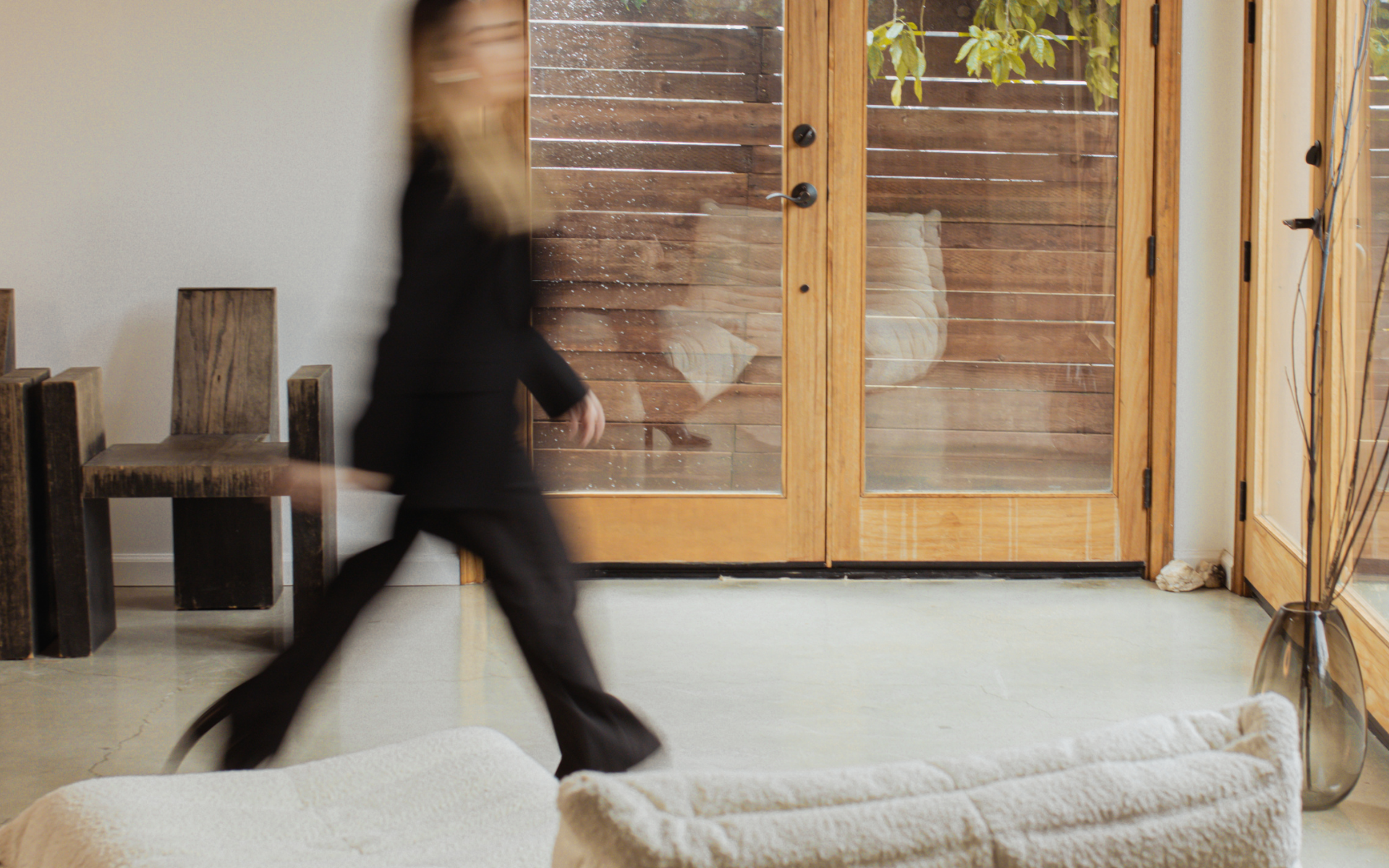 a table and chairs in a room