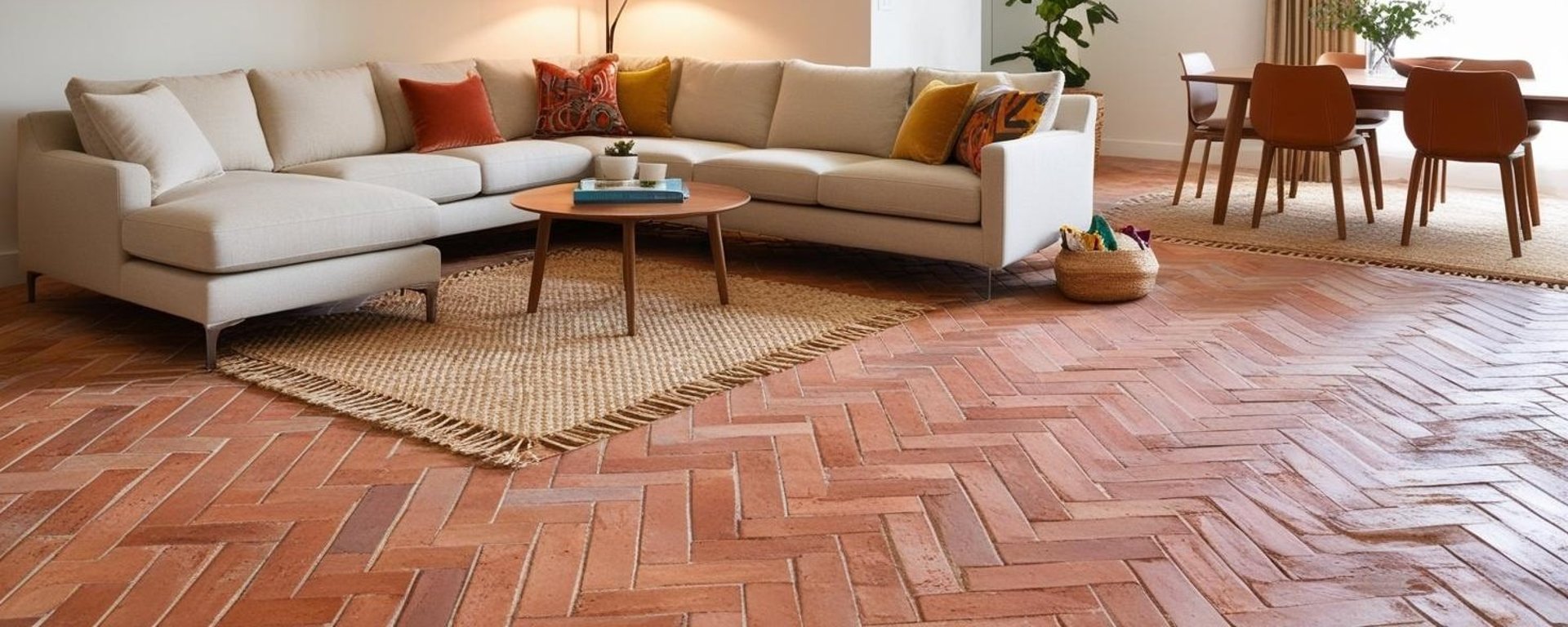 Tomettes terre cuite artisanales pose chevron