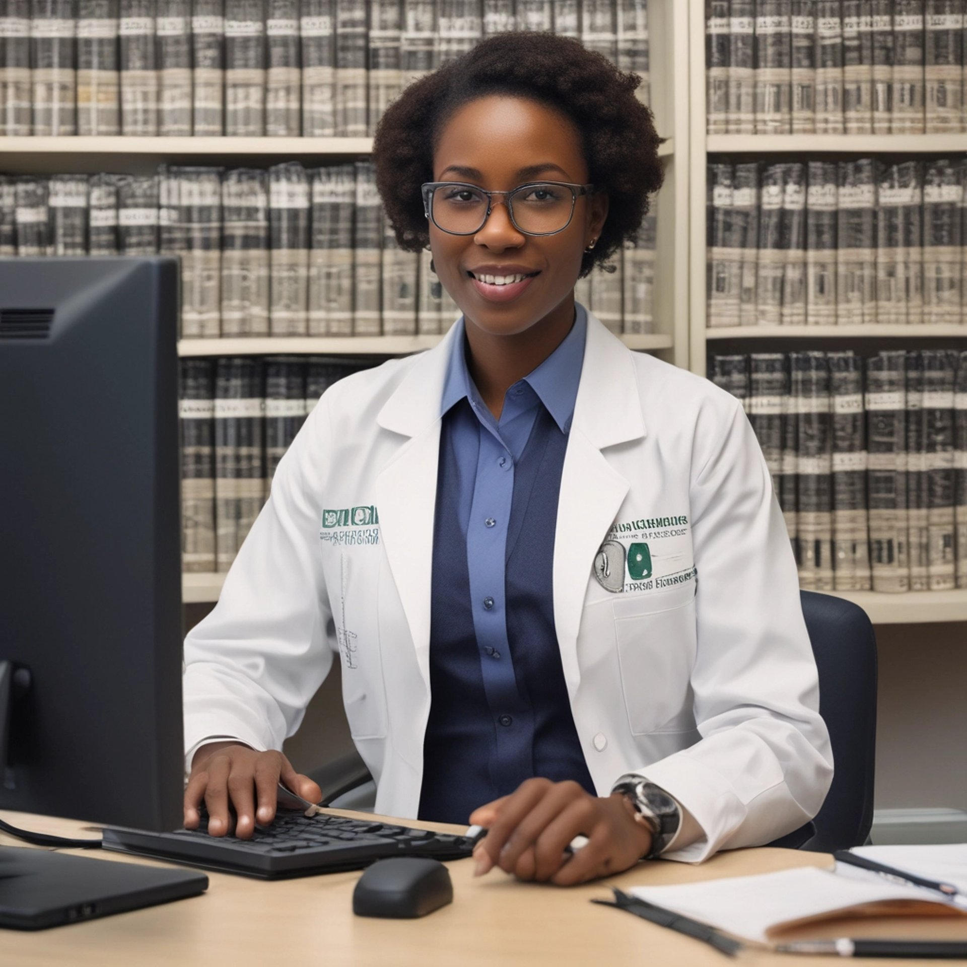 woman in blue and white shirt