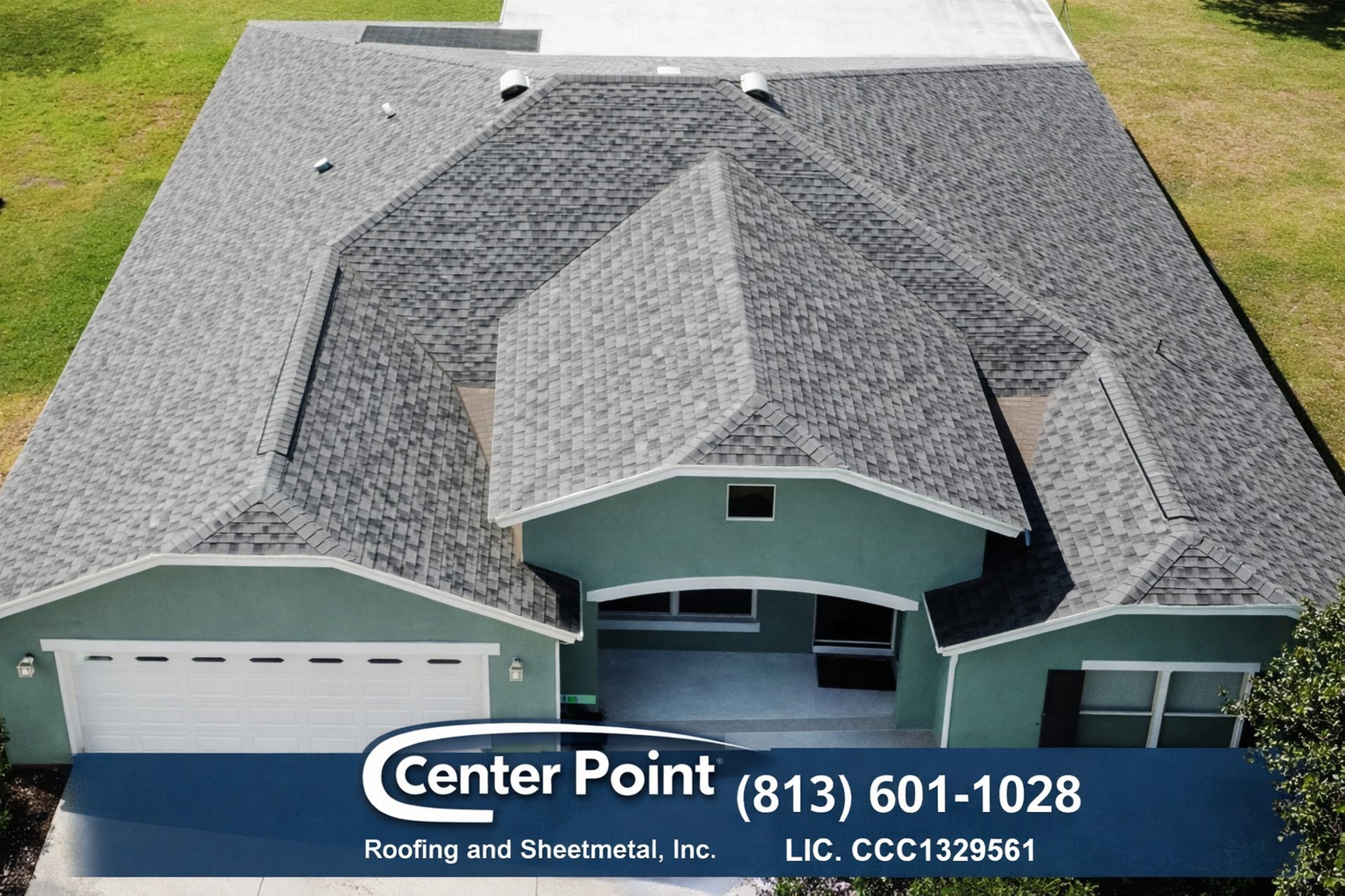Architectural Shingle roof replacement installed by CenterPoint Roofing in Tampa Bay, Florida